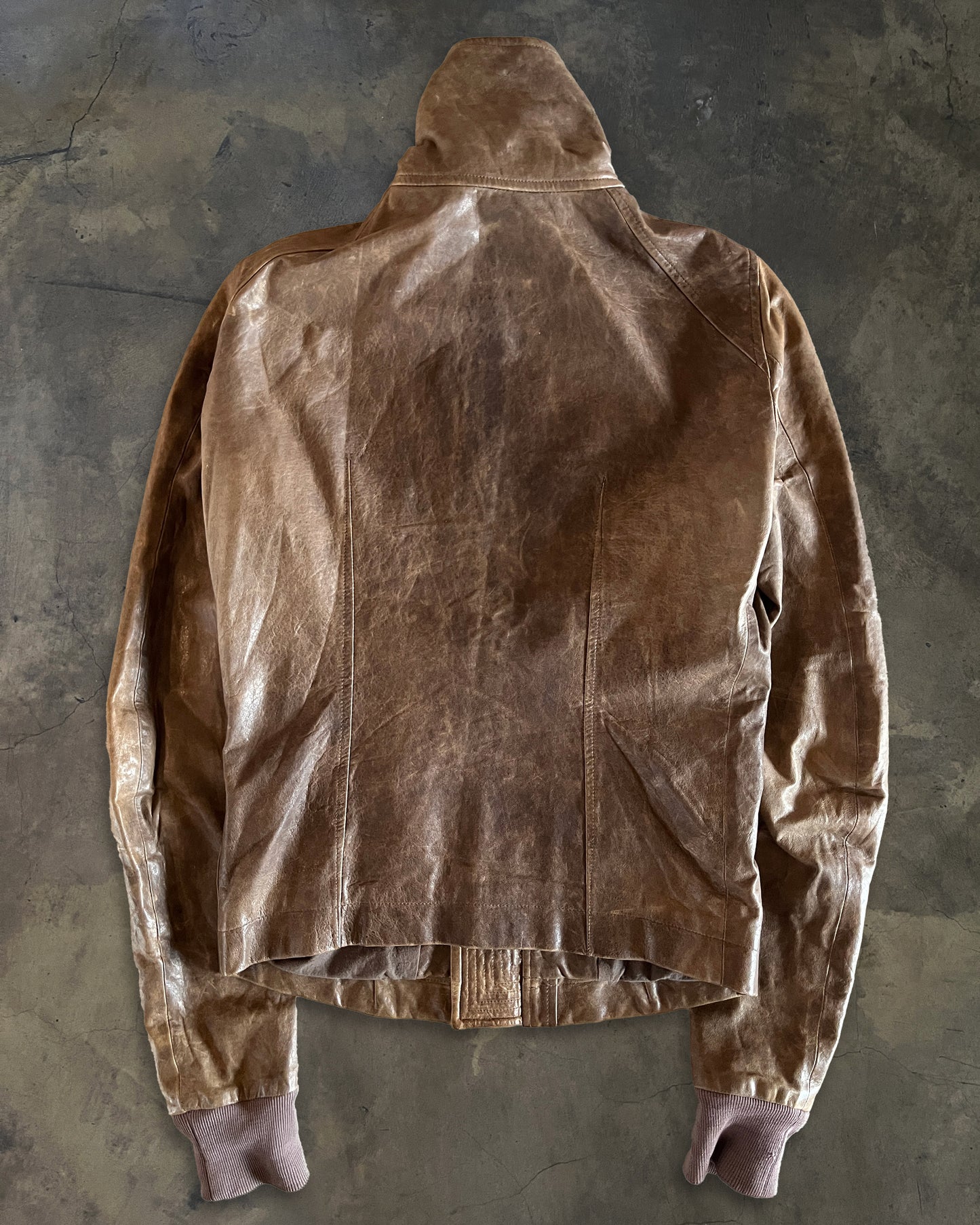 RICK OWENS FW2011 HIGH NECK LAMB LEATHER INTARSIA