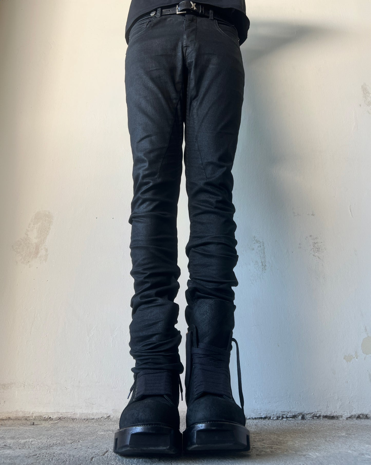 RICK OWENS SS2014 "VICIOUS" WAXED DETROIT CUT JEANS