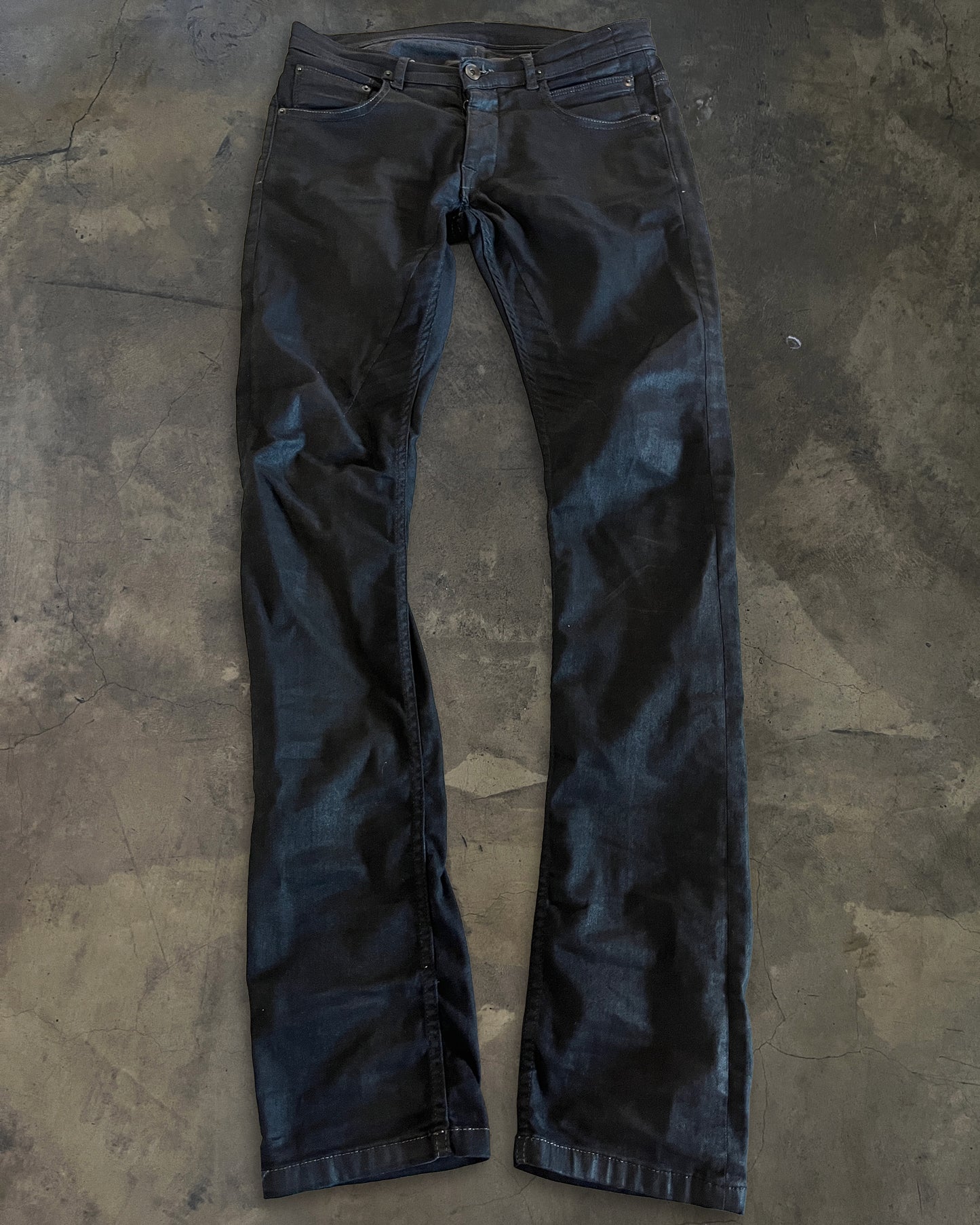 RICK OWENS SS2014 "VICIOUS" WAXED DETROIT CUT JEANS
