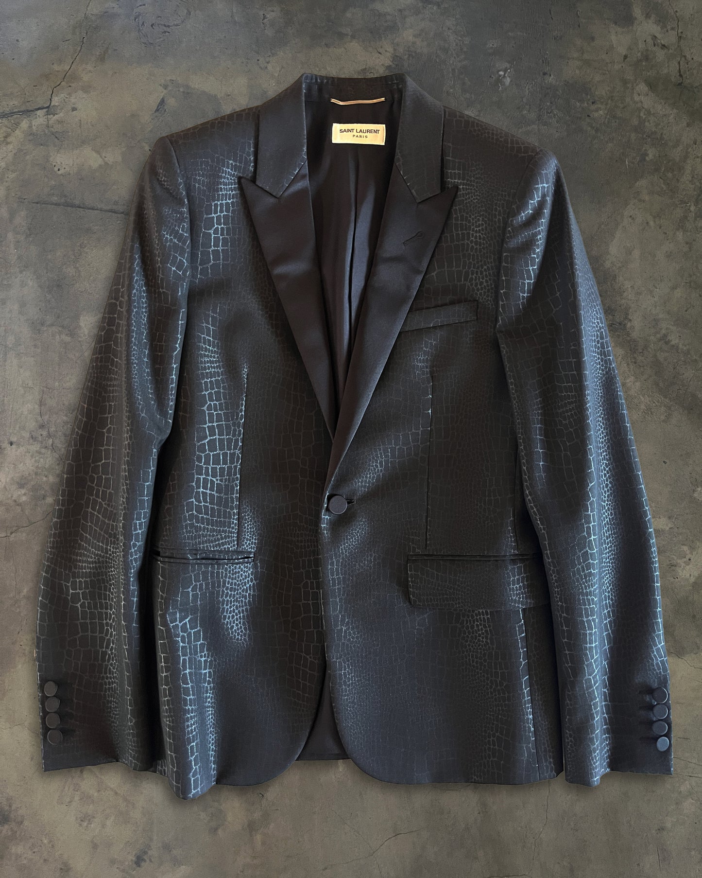 SAINT LAURENT AW2014 CROC PRINT LE SMOKING JACKET