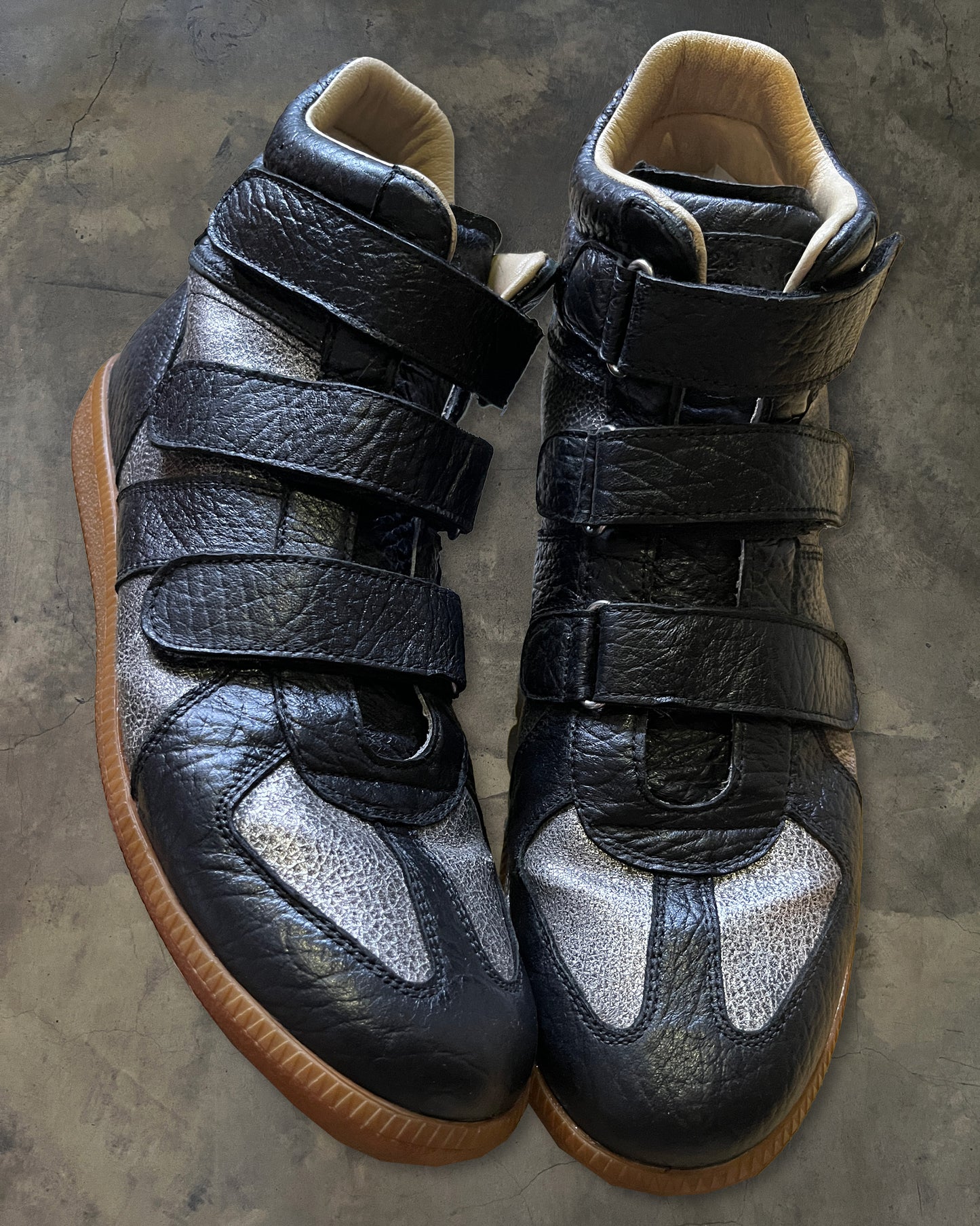 MAISON MARGIELA FW2014 "METALLIC CRACKLE" VELCRO GAT