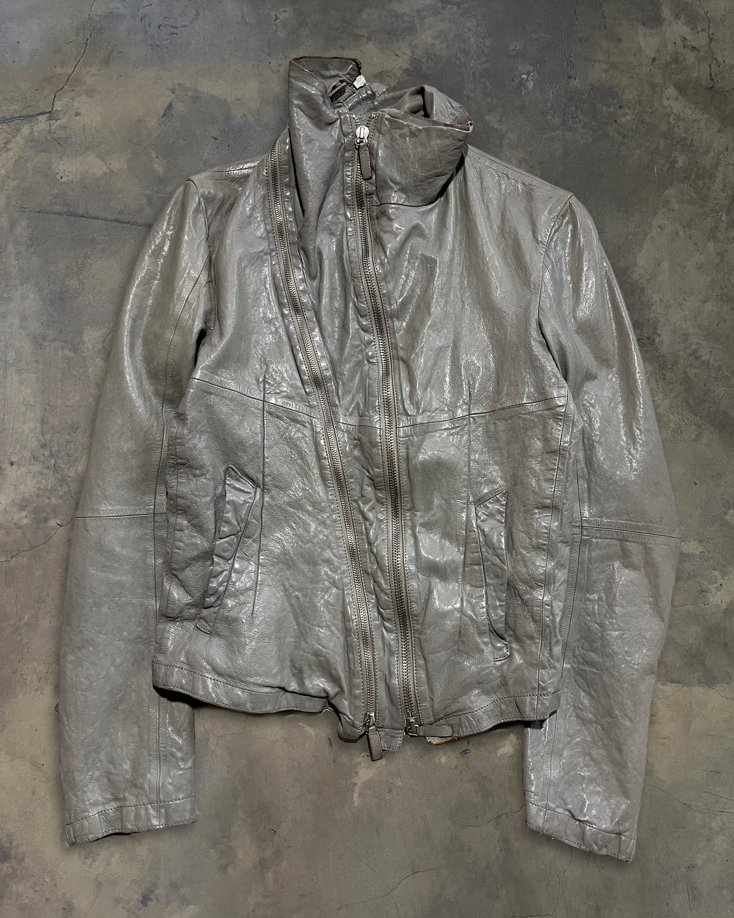 EMPORIO ARMANI SS2012 ASYMMETRICAL LAMBSKIN JACKET