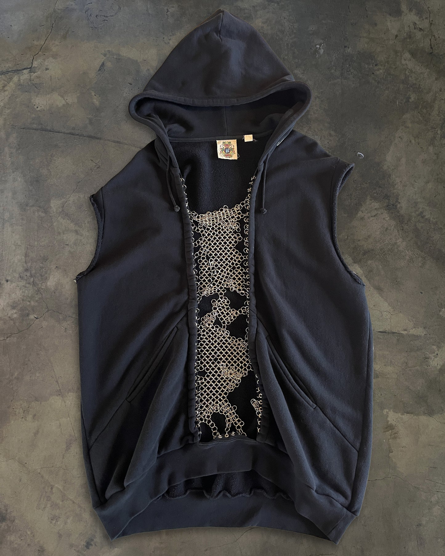 PHENOMENON SS2010 DESTROYED CHAINMAIL SLEEVELESS HOODIE