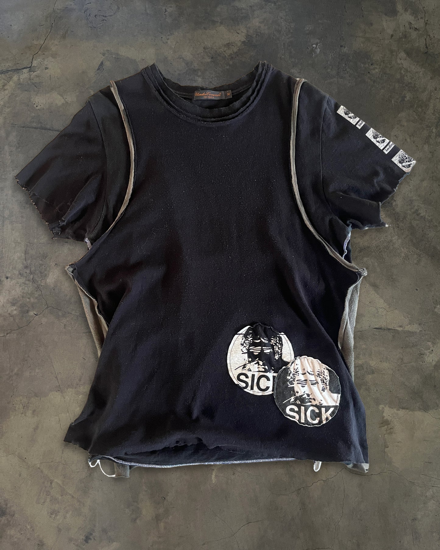UNDERCOVER AW2004 SICK PATCH LAYERED TEE