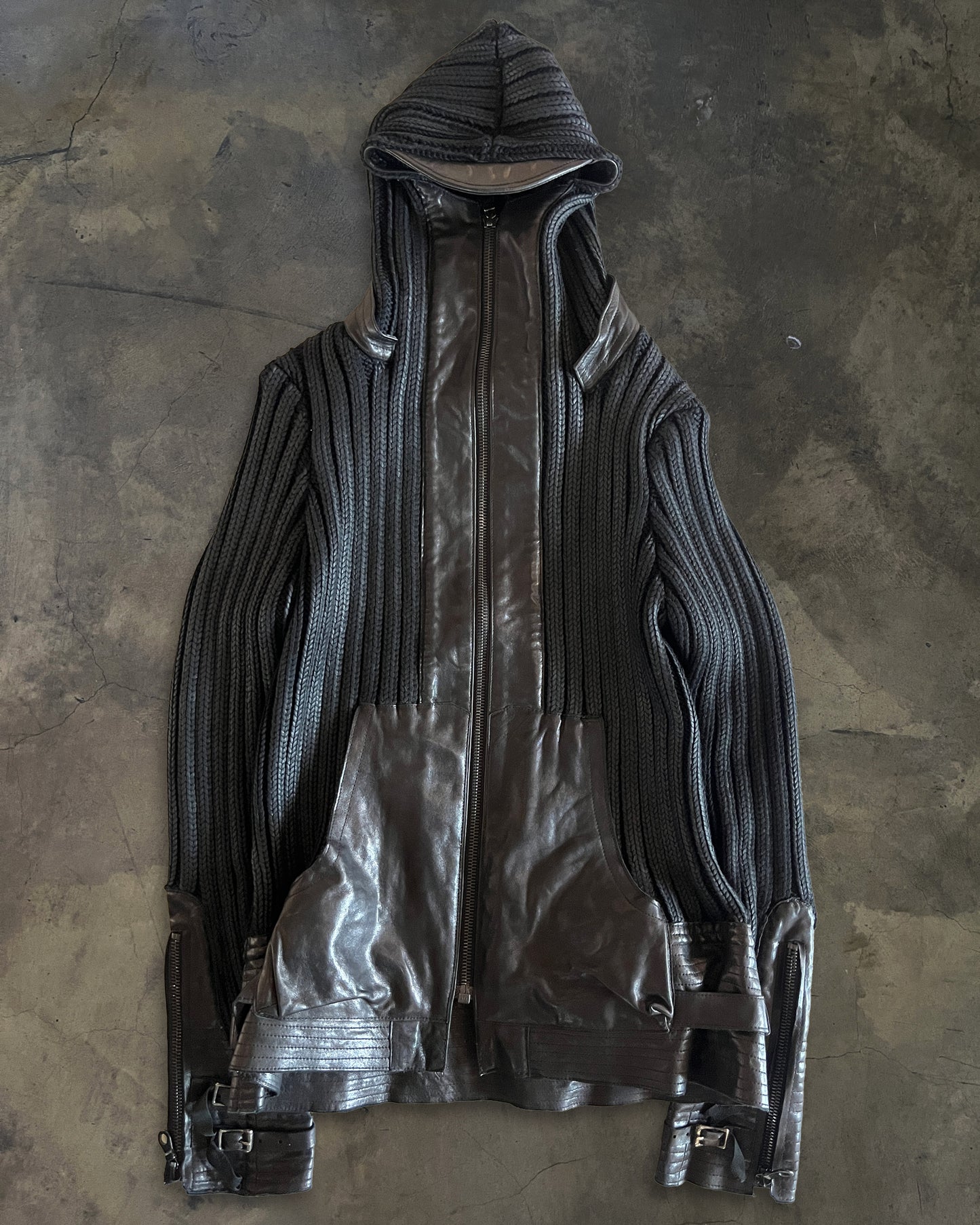 MICHEL BERANDI AW2009 KNIT LEATHER JACKET