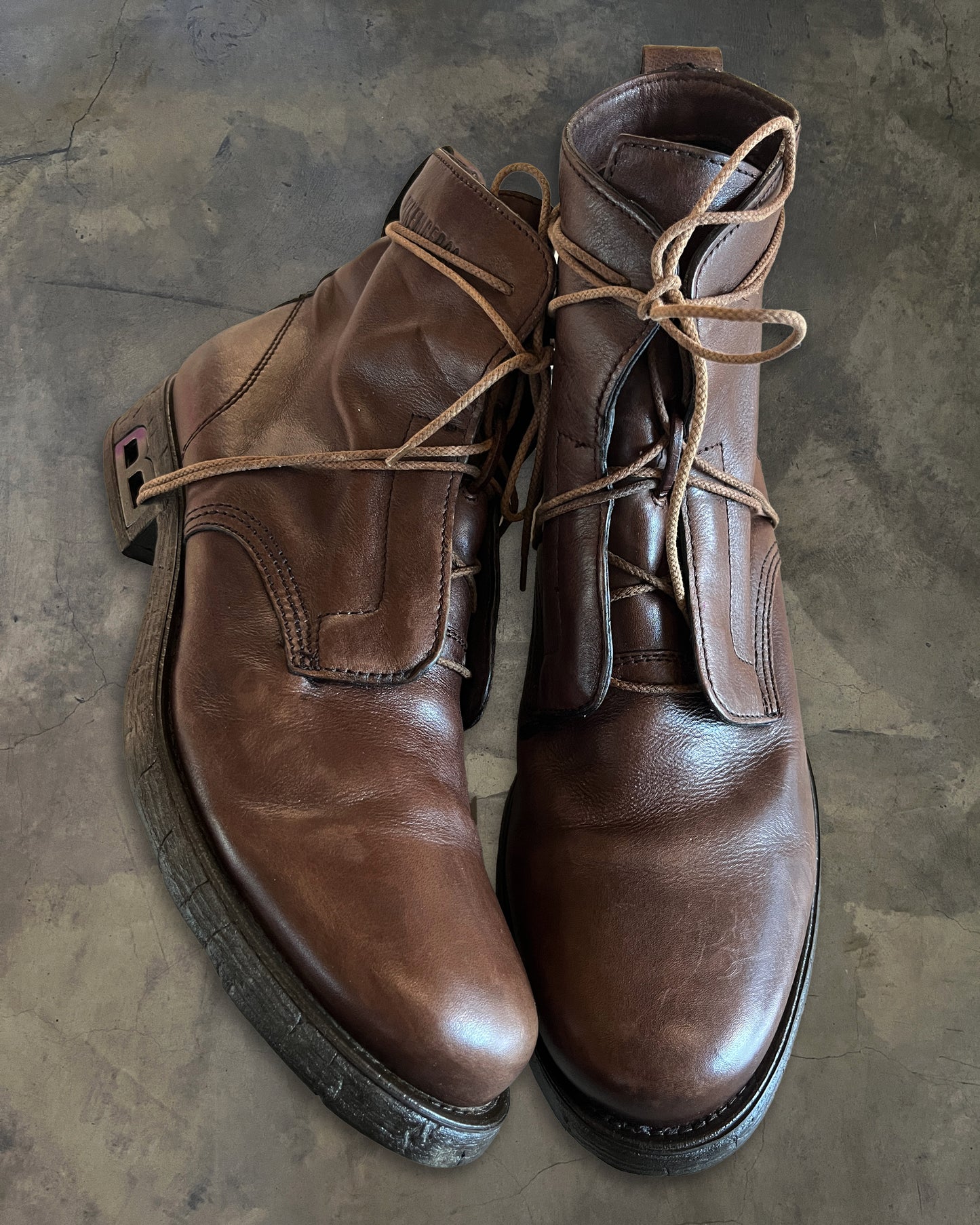 90s DIRK BIKKEMBERGS B-LACED BROWN COMBAT BOOTS