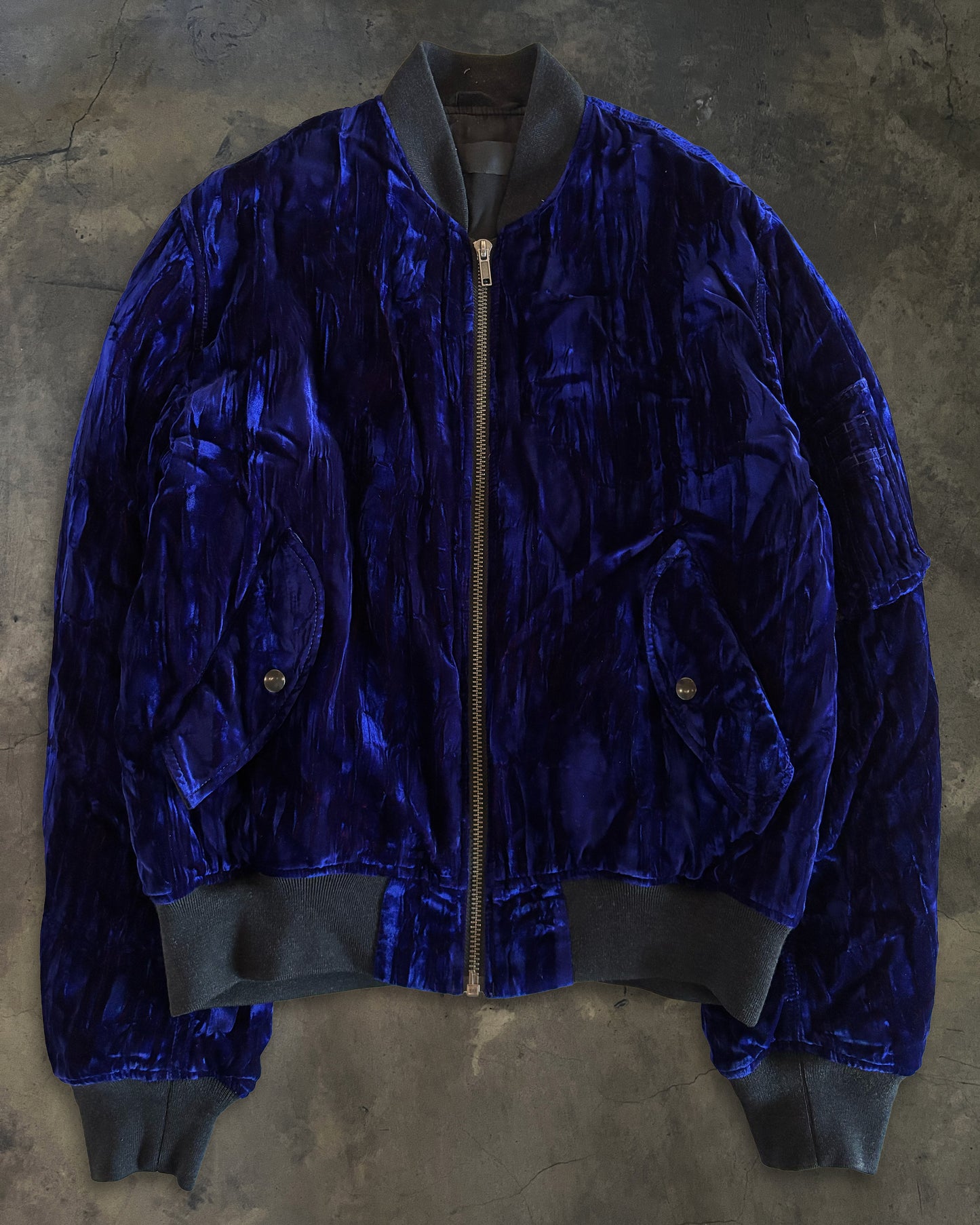 HAIDER ACKERMANN AW2016 COBALT BLUE CRUSHED VELVET BOMBER