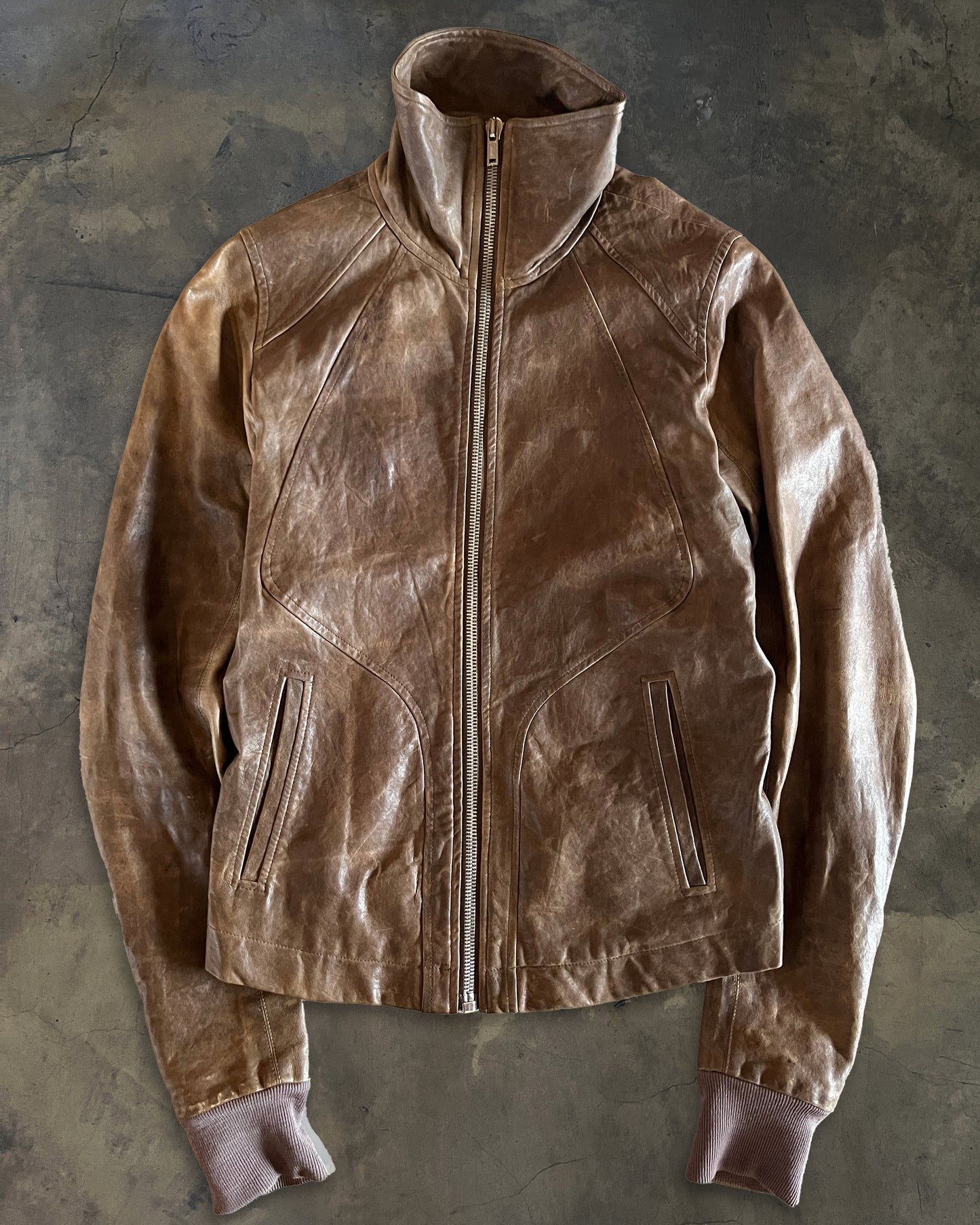 RICK OWENS FW2011 HIGH NECK LAMB LEATHER INTARSIA