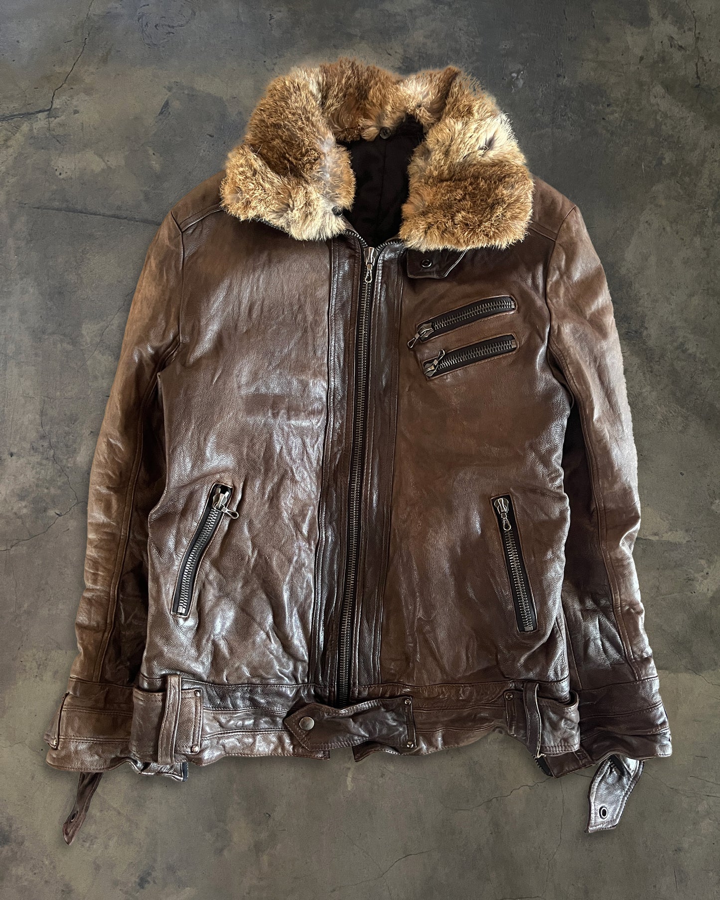 SHELLAC RABBIT FUR RIDERS JACKET