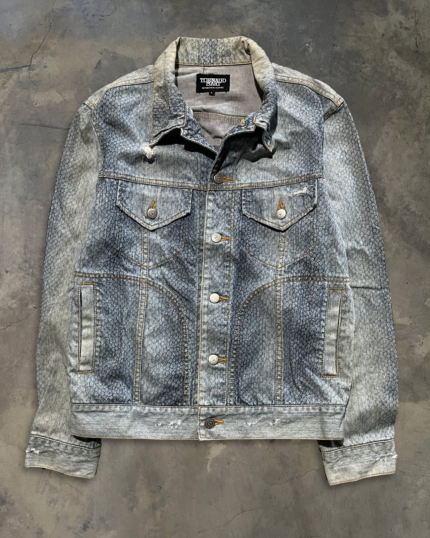 TORNADO MART WAXED SNAKESKIN PRINT JACKET