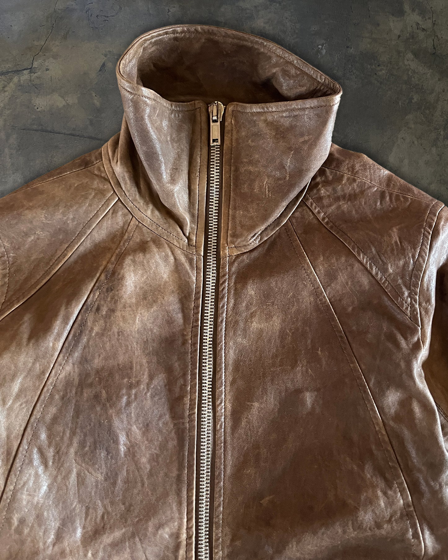RICK OWENS FW2011 HIGH NECK LAMB LEATHER INTARSIA