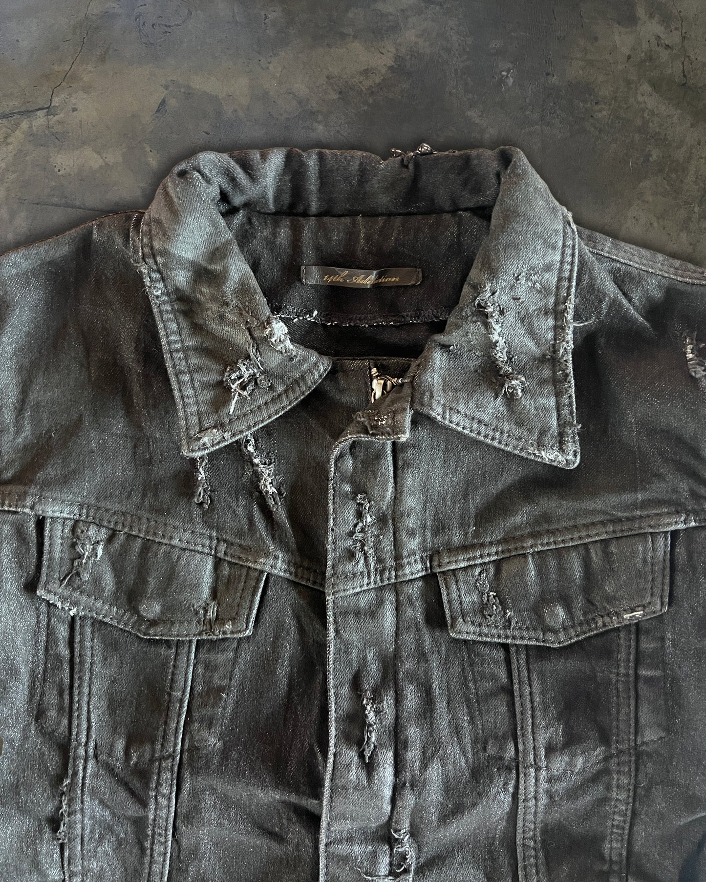 14TH ADDICTION CRASH SHEEP SKIN PATCHED RIDER JACKET