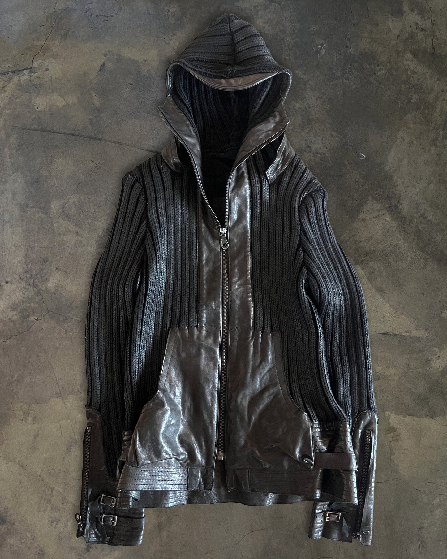 MICHEL BERANDI AW2009 KNIT LEATHER JACKET