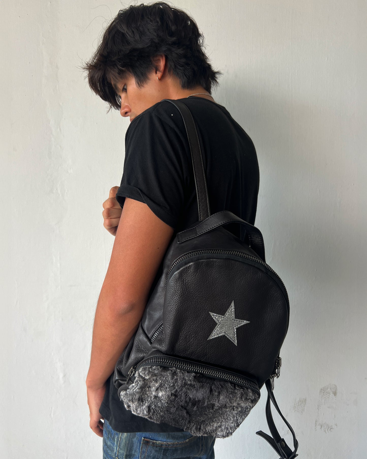 WLG BY GIORGIO BRATO SEQUINED FUR BOOK BAG