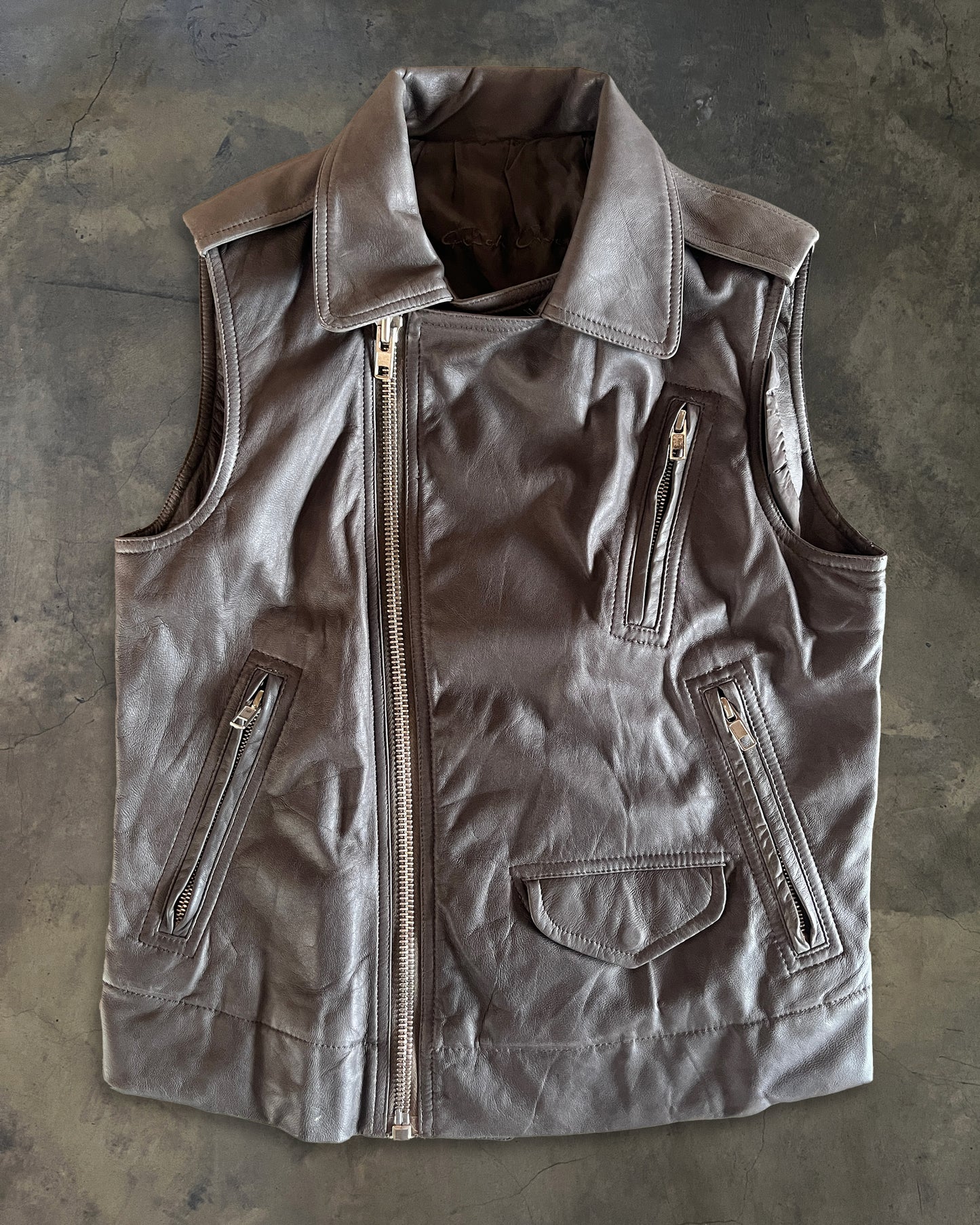 RICK OWENS SS2014 "VICIOUS" LEATHER BIKER VEST