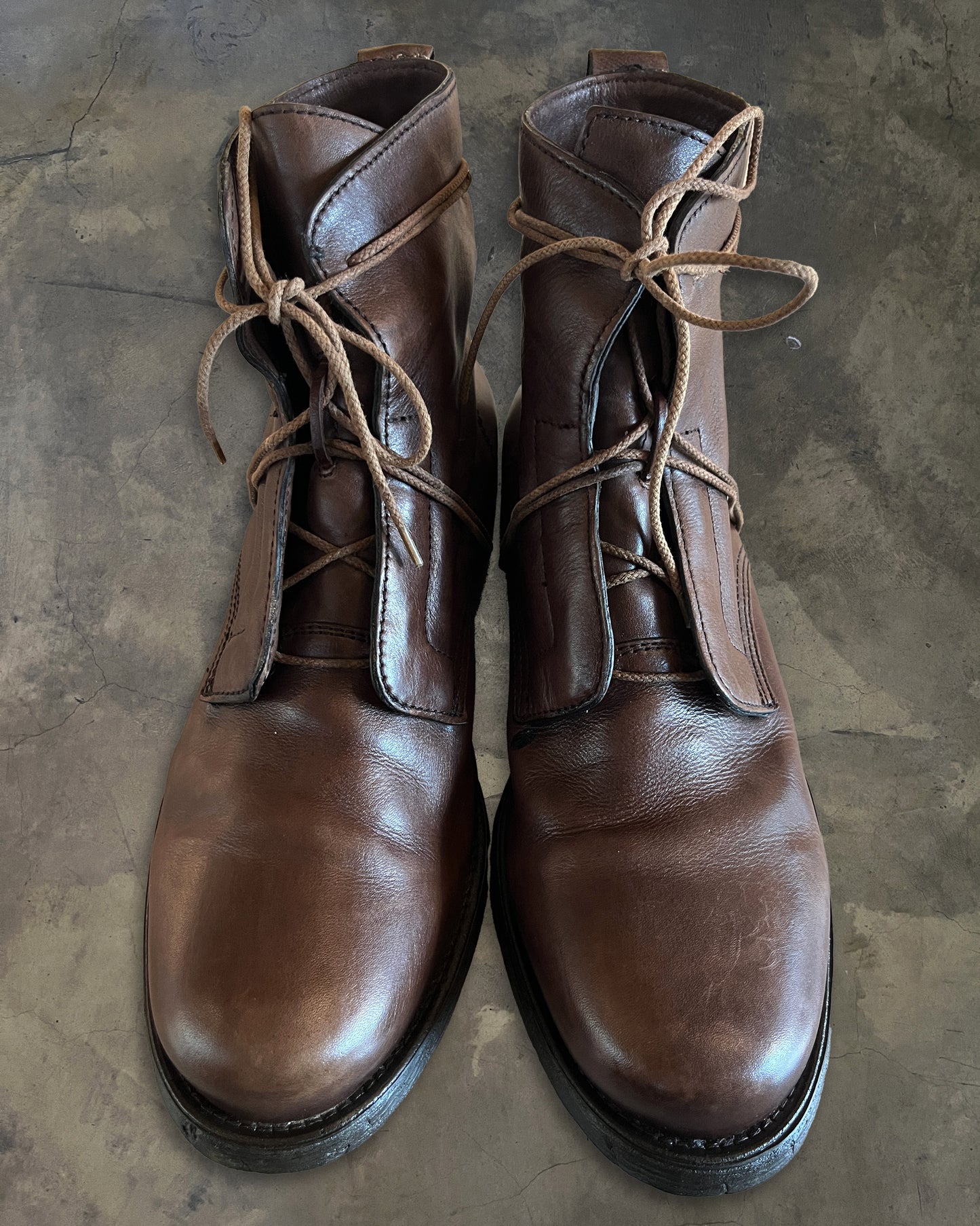 90s DIRK BIKKEMBERGS B-LACED BROWN COMBAT BOOTS