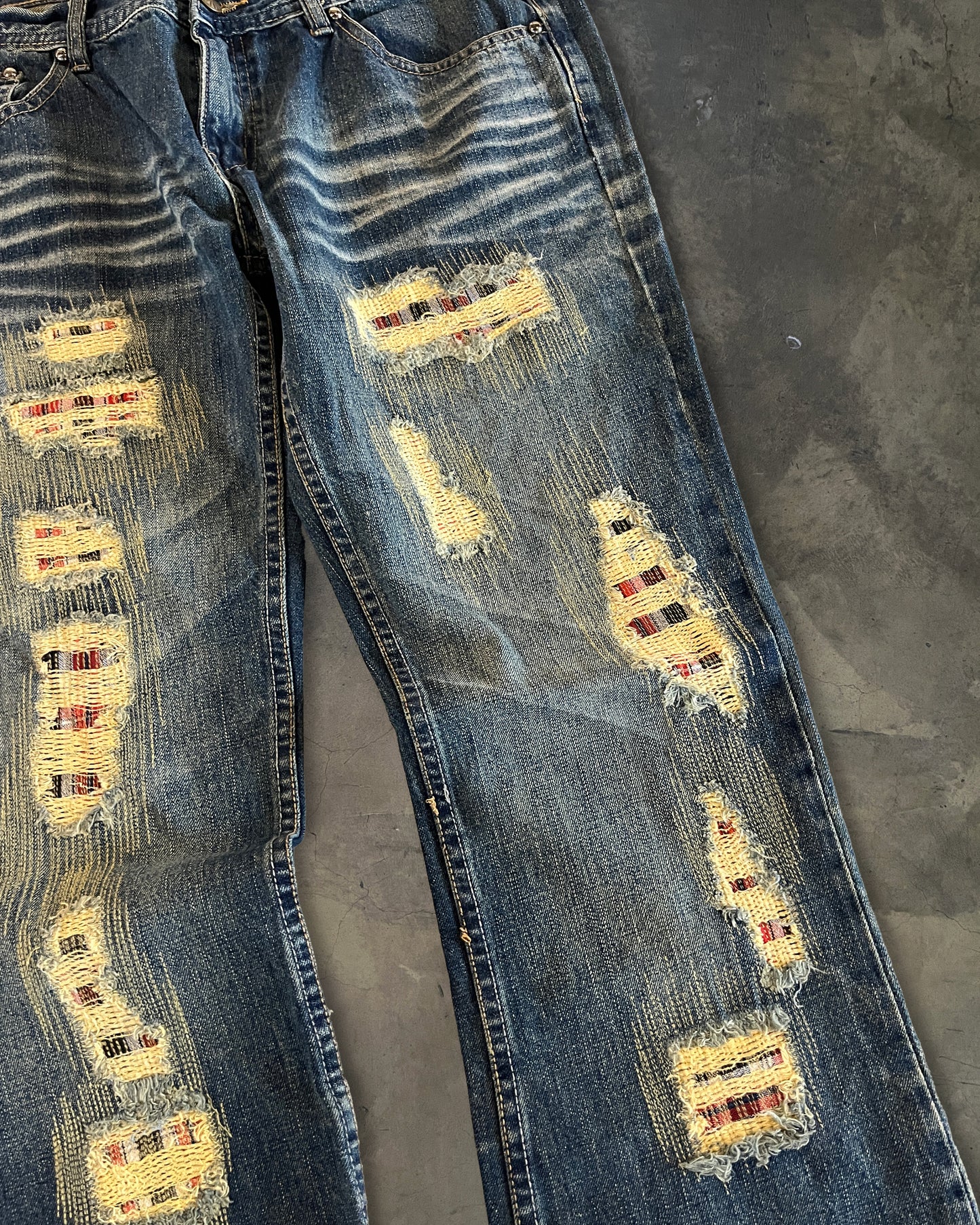MIDAS DISTRESSED PATCHWORK DENIM