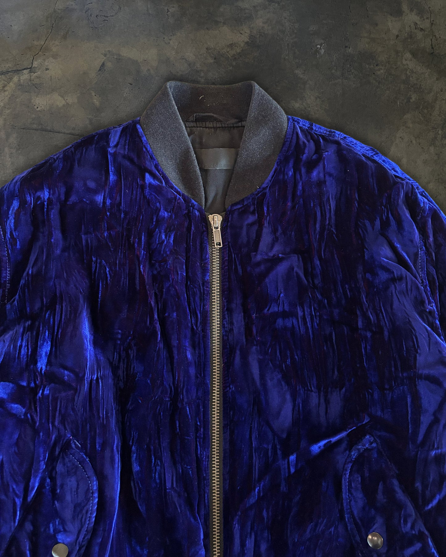 HAIDER ACKERMANN AW2016 COBALT BLUE CRUSHED VELVET BOMBER