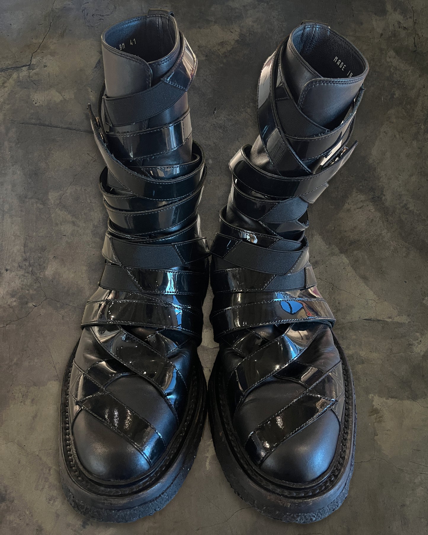 DIOR HOMME AW2008 "LUMIERE DU NORD" LEATHER STRAP MUMMY BOOTS