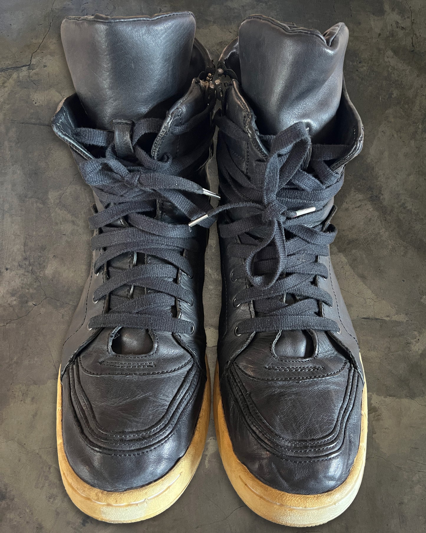 DIET BUTCHER SLIM SKIN BLACK LEATHER HIGH TOPS