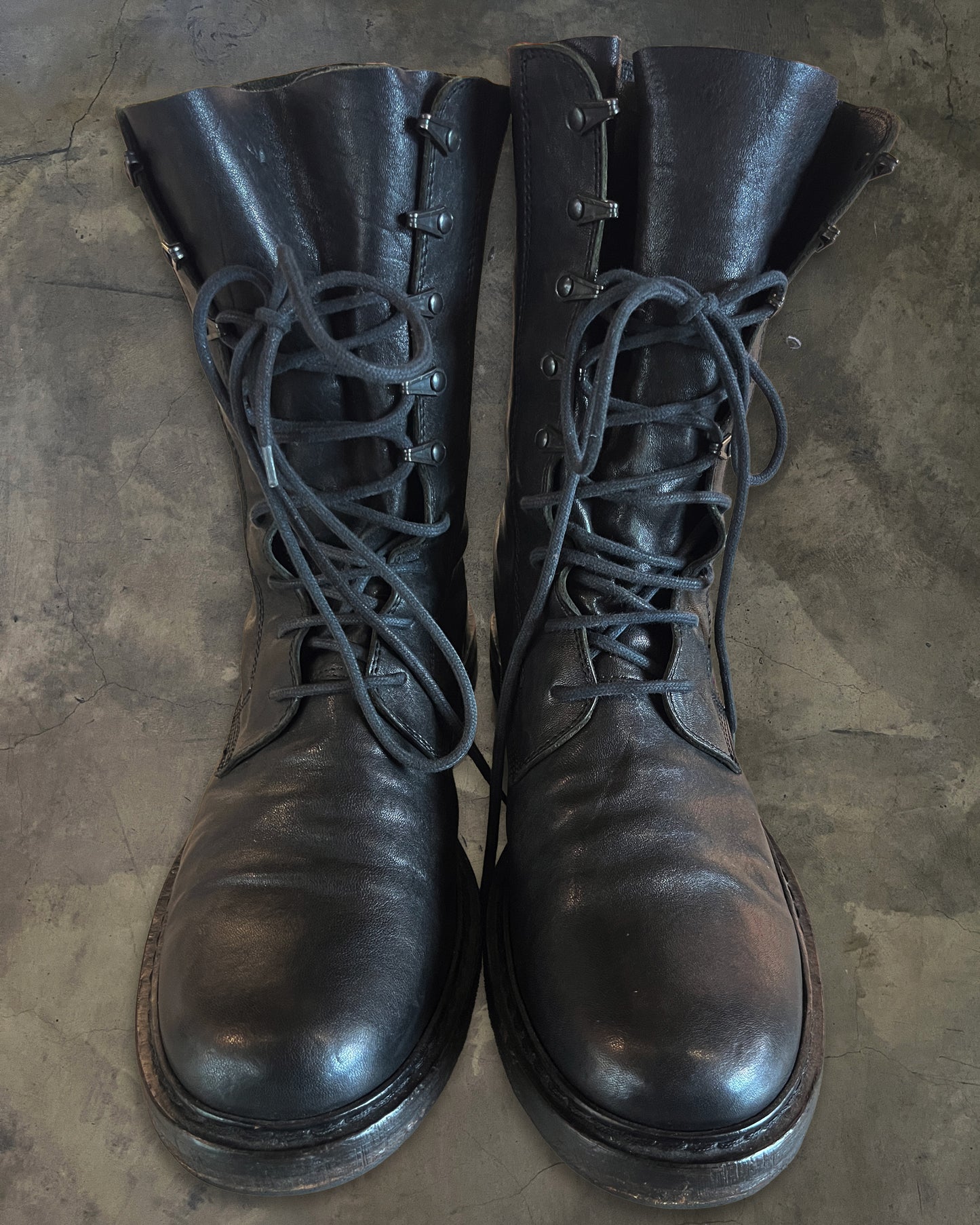 ANN DEMEULEMEESTER SS2012 "FANGO" LACE COMBAT BOOTS