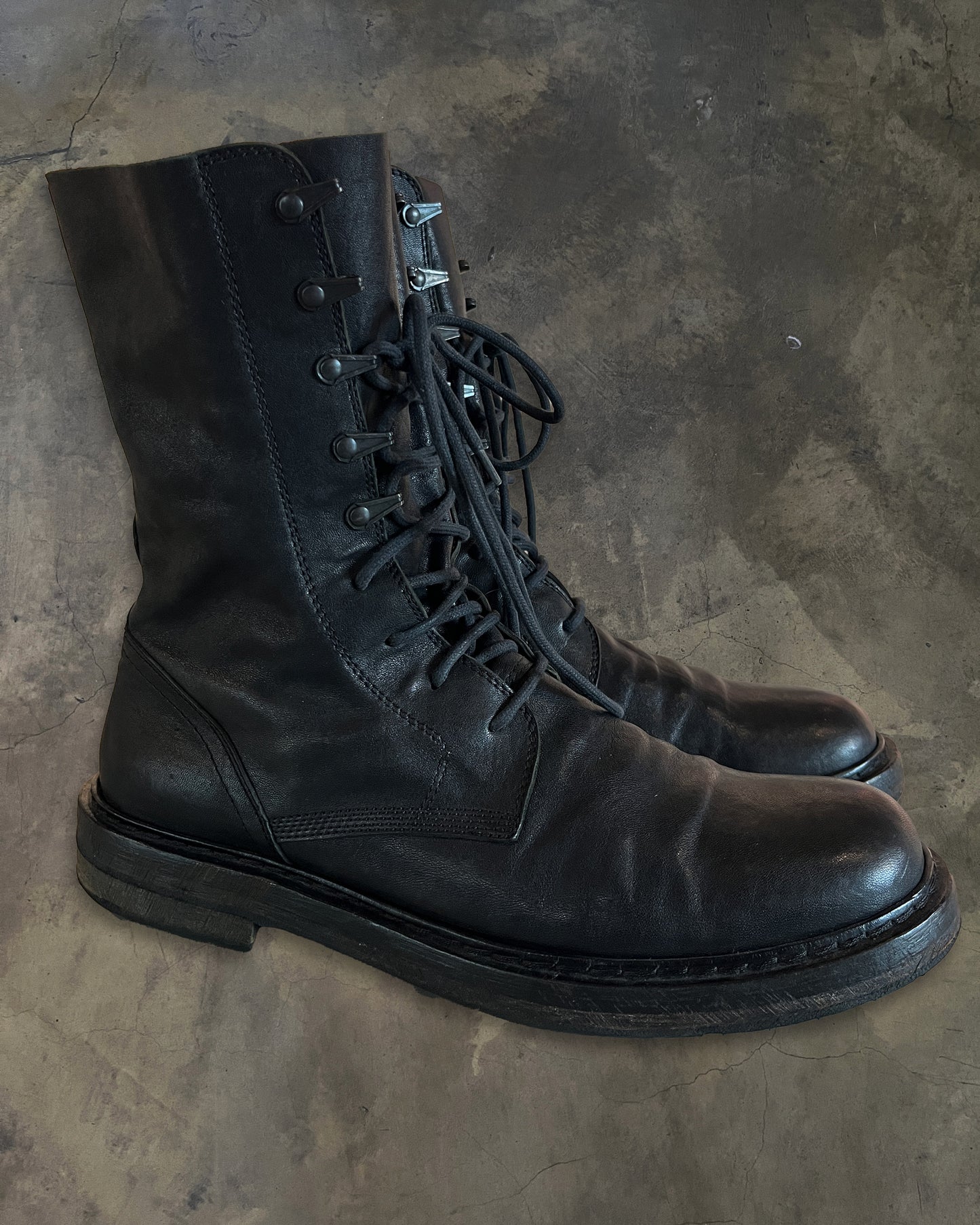 ANN DEMEULEMEESTER SS2012 "FANGO" LACE COMBAT BOOTS