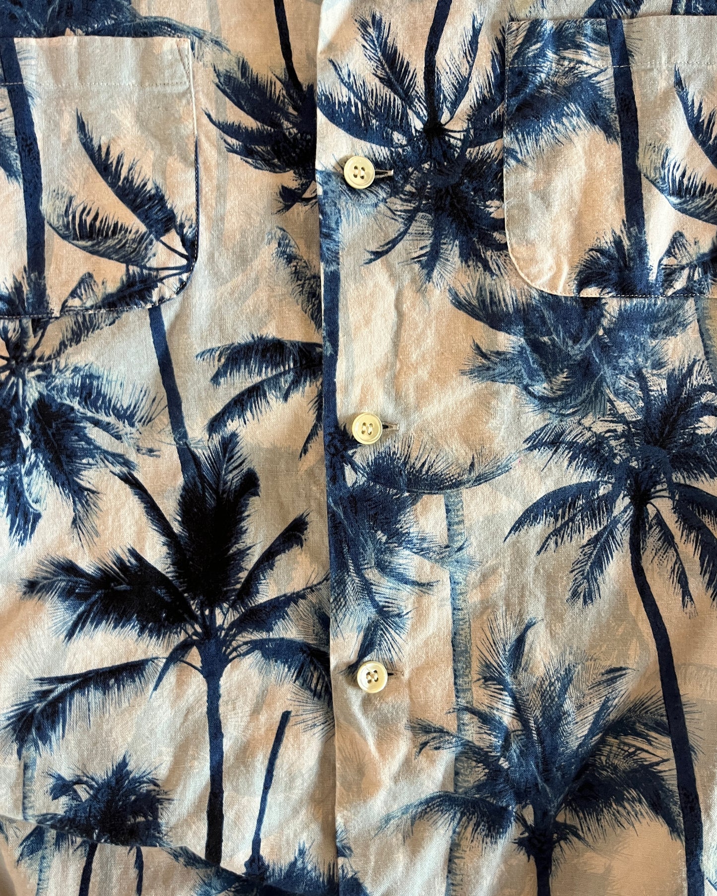 SAINT LAURENT SS2016 "SURF SOUND" SHORT SLEEVE PALM BUTTON-UP