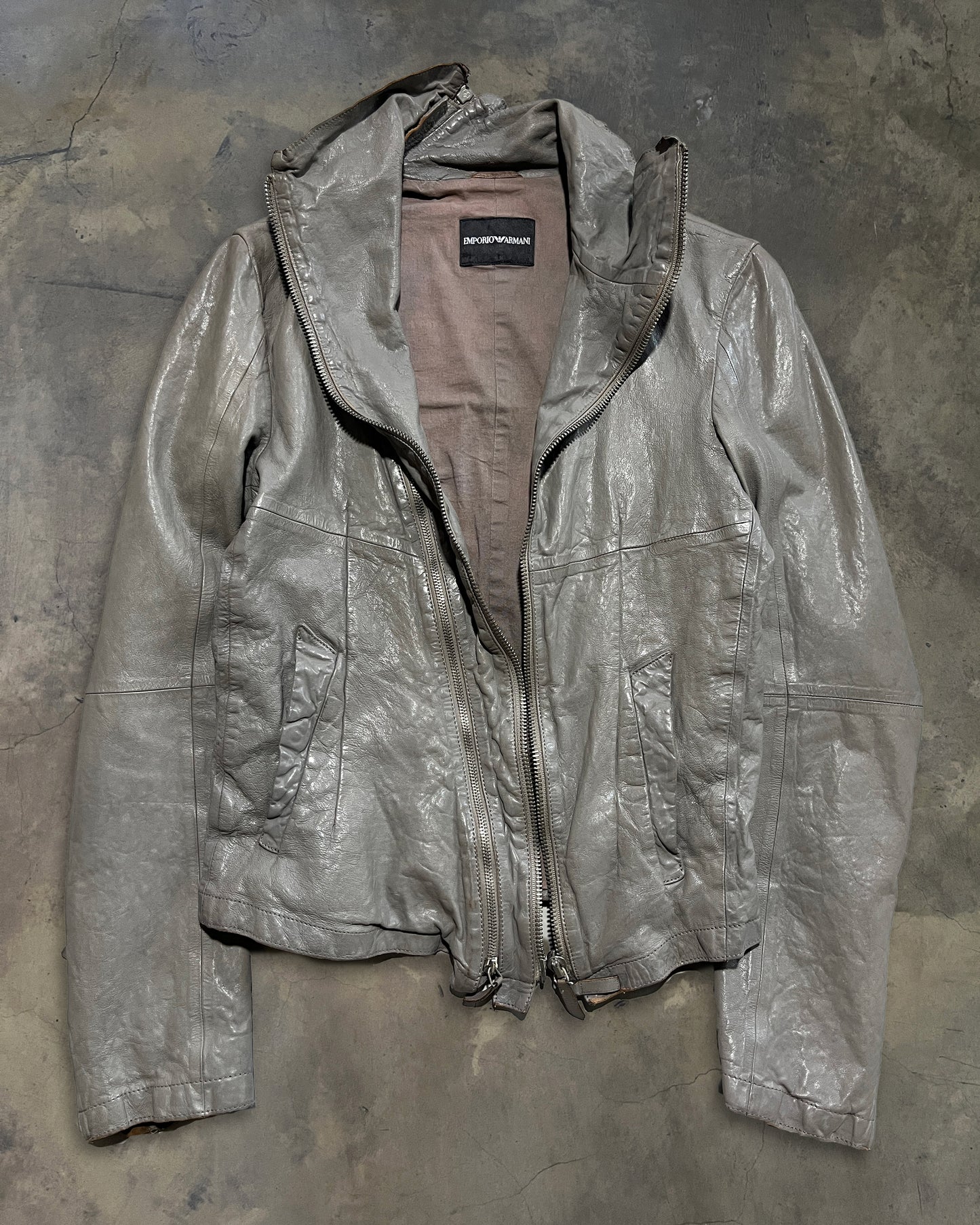 EMPORIO ARMANI SS2012 ASYMMETRICAL LAMBSKIN JACKET