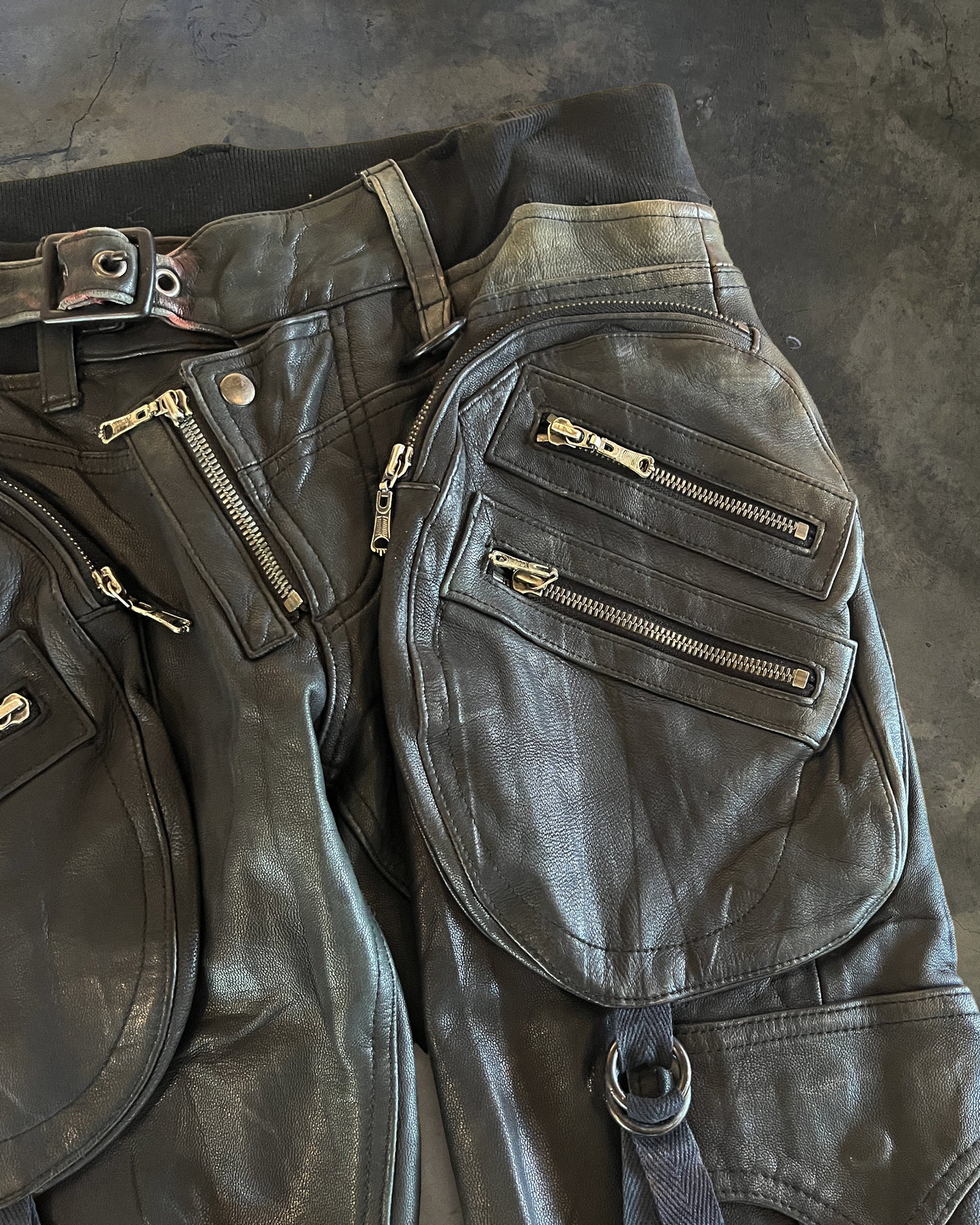 YASUYUKI ISHII GOAT LEATHER GUNSLINGER PANTS