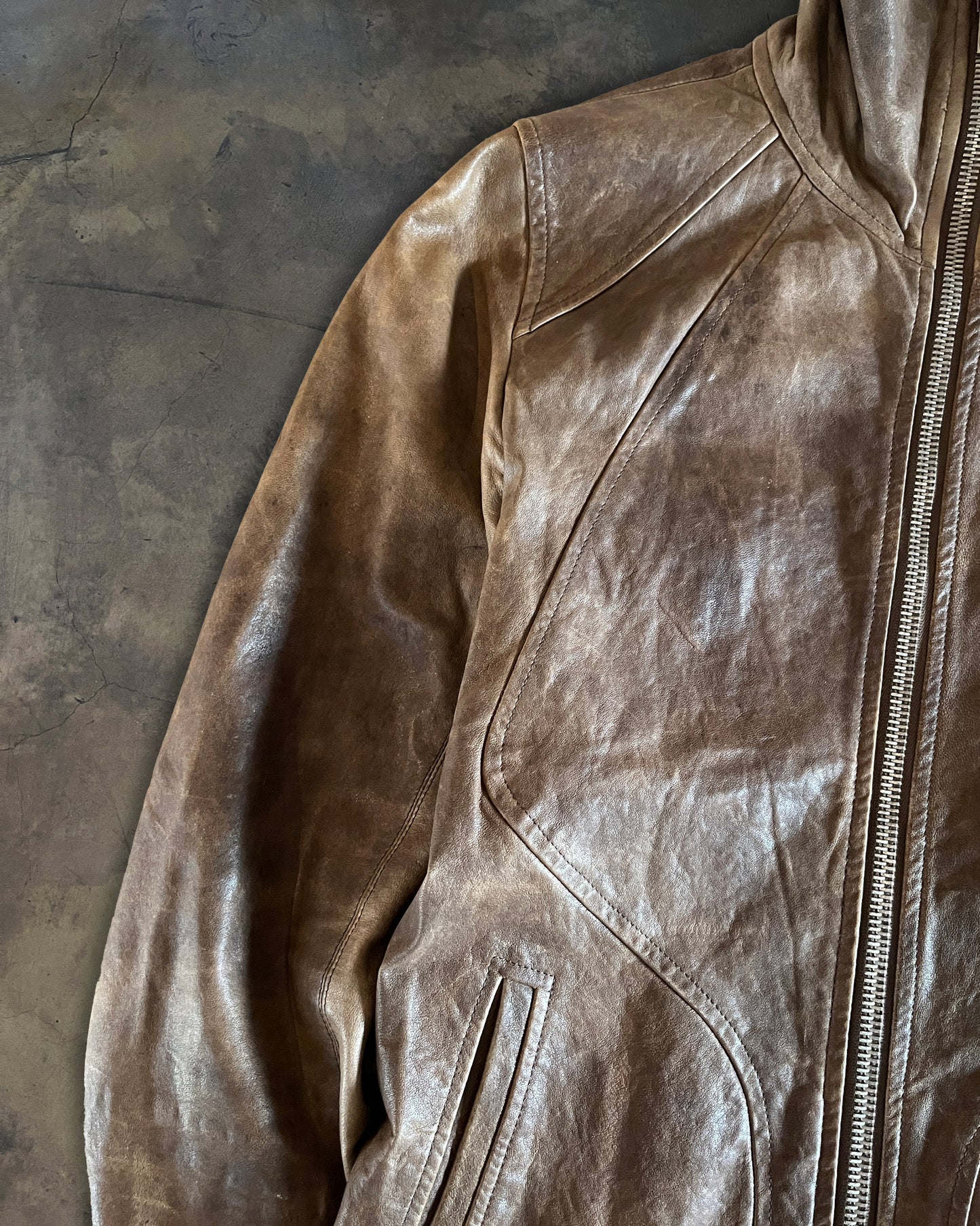 RICK OWENS FW2011 HIGH NECK LAMB LEATHER INTARSIA