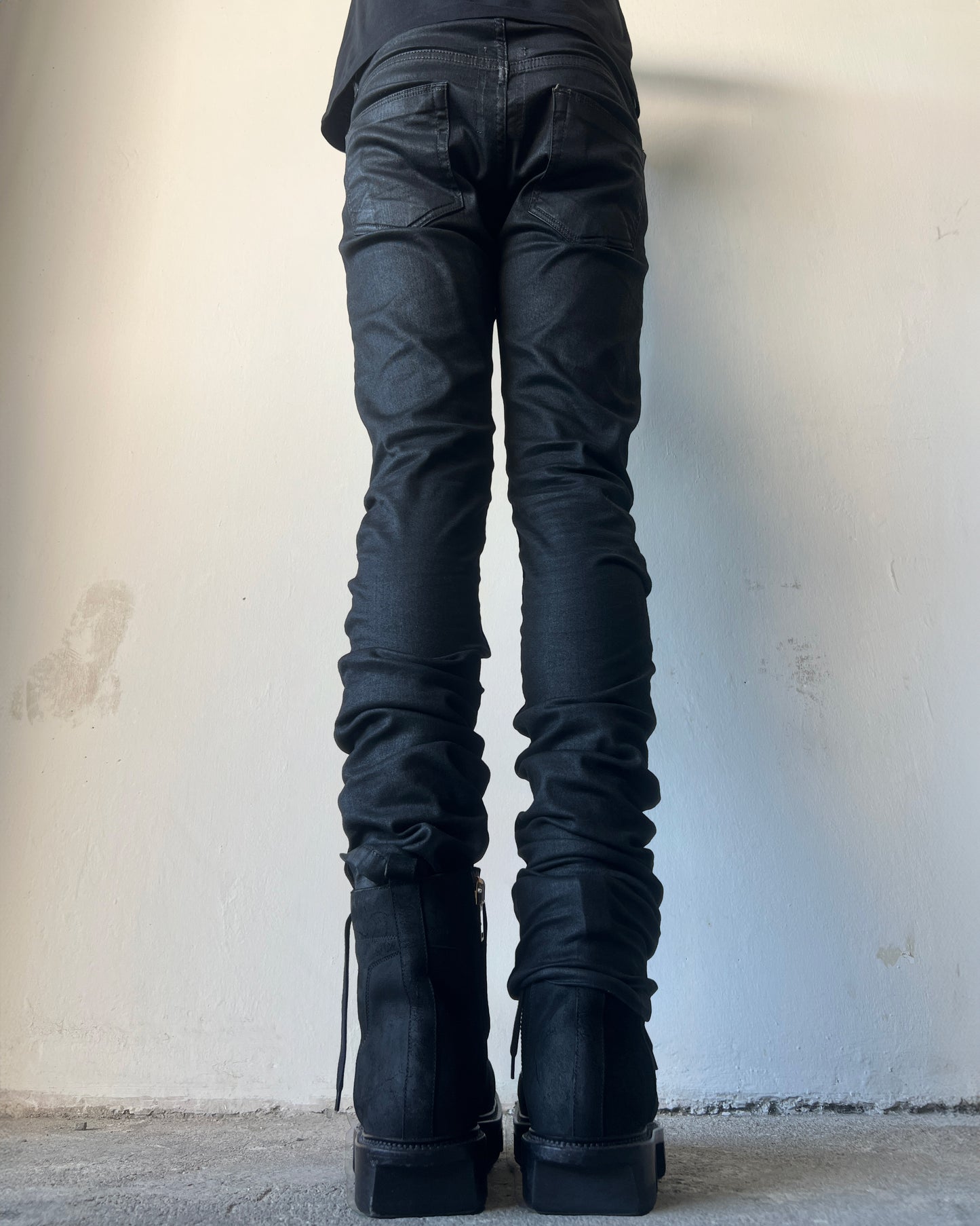RICK OWENS SS2014 "VICIOUS" WAXED DETROIT CUT JEANS