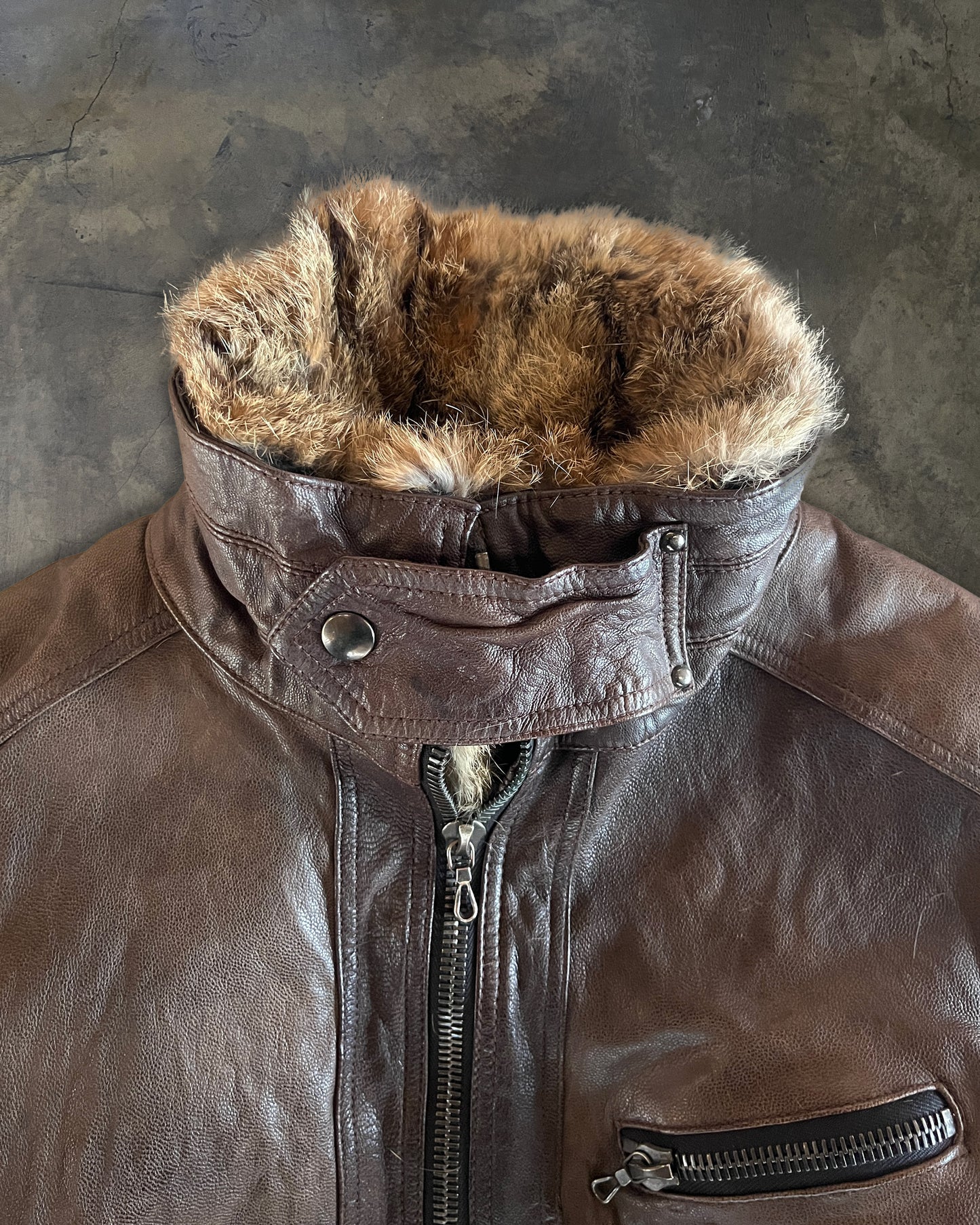 SHELLAC RABBIT FUR RIDERS JACKET