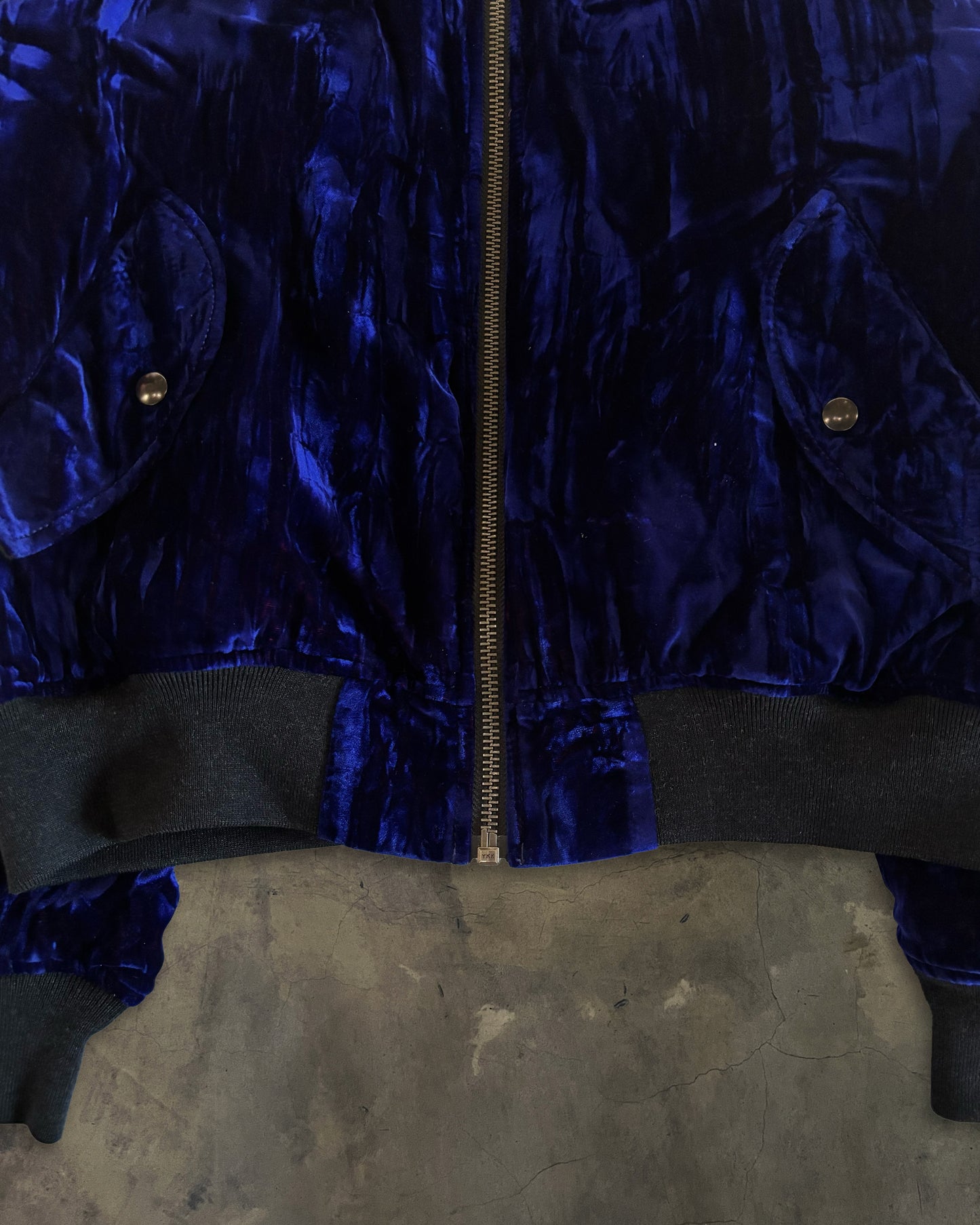 HAIDER ACKERMANN AW2016 COBALT BLUE CRUSHED VELVET BOMBER