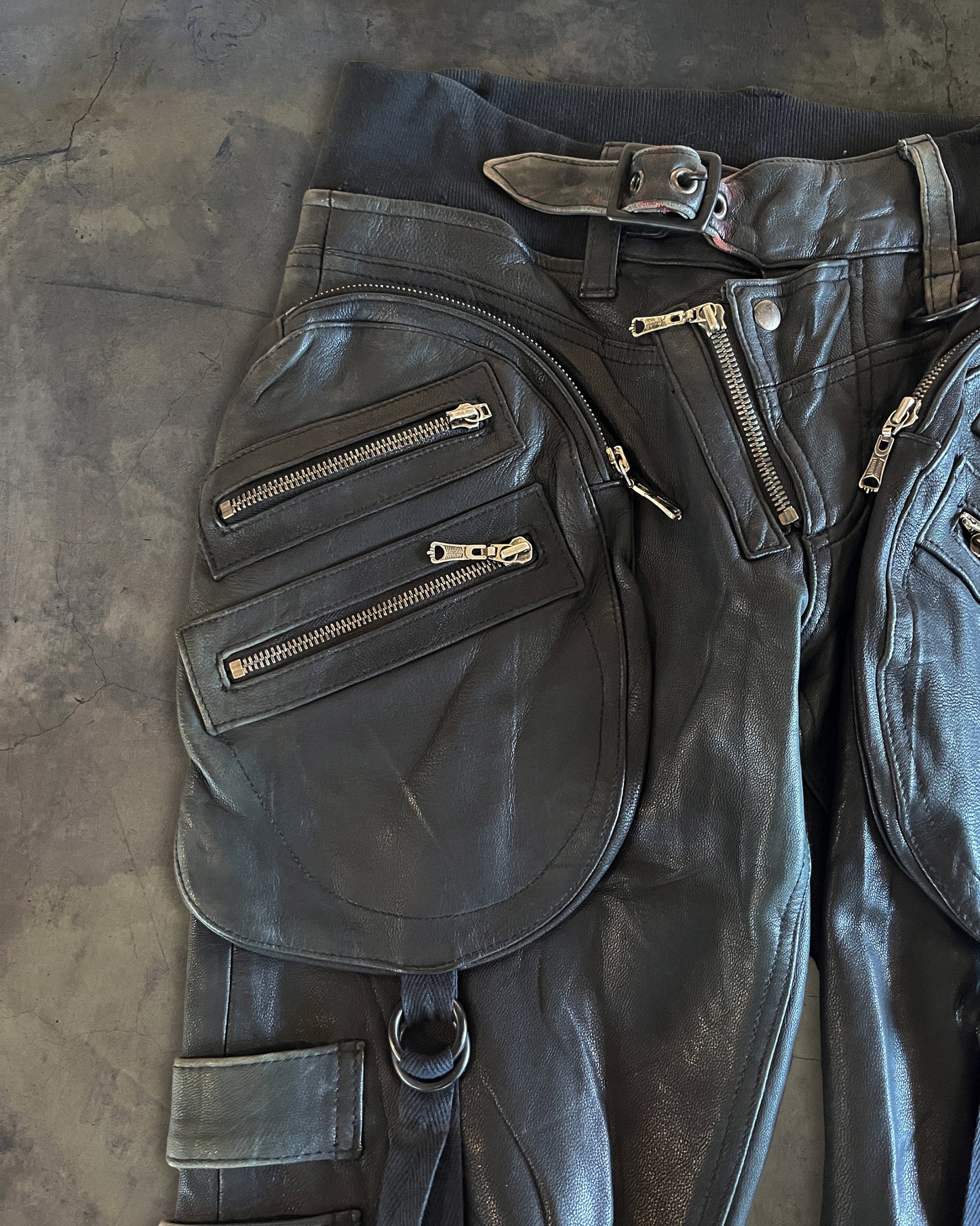 YASUYUKI ISHII GOAT LEATHER GUNSLINGER PANTS