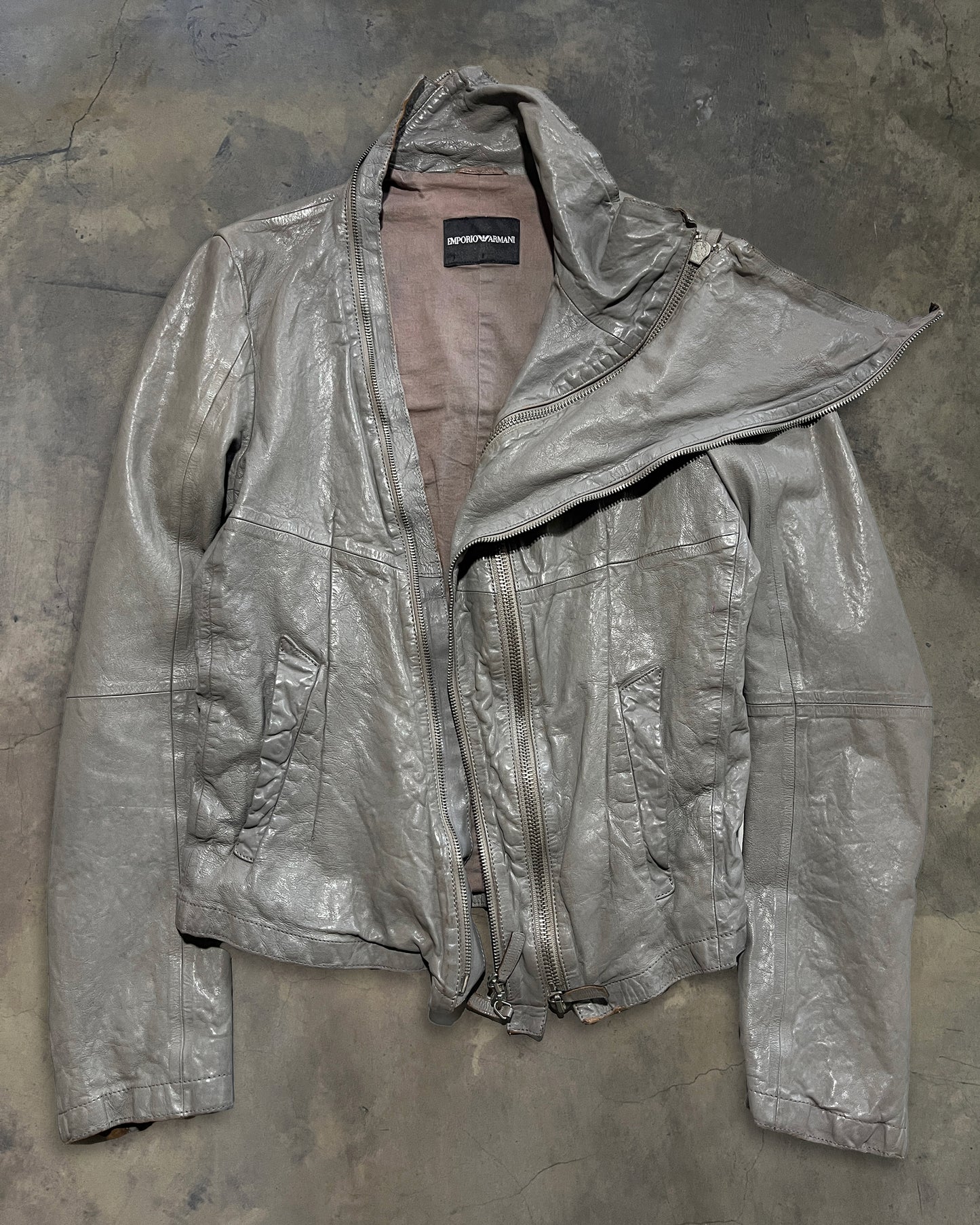 EMPORIO ARMANI SS2012 ASYMMETRICAL LAMBSKIN JACKET
