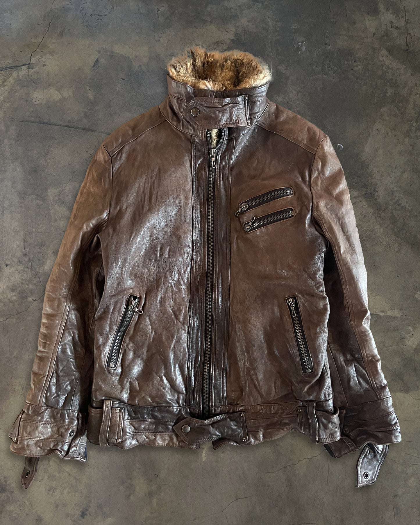 SHELLAC RABBIT FUR RIDERS JACKET