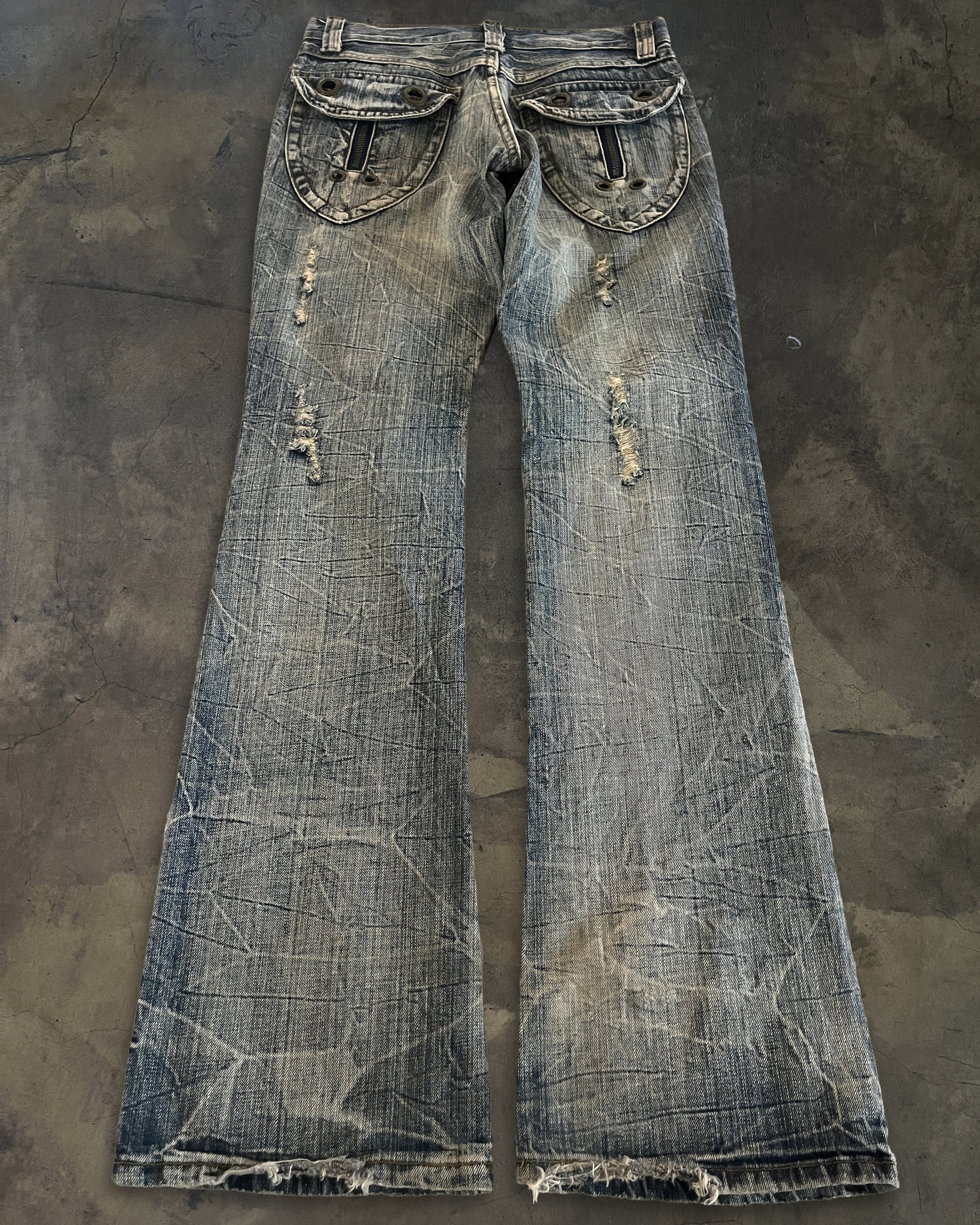SEMANTIC DESIGN HONEYCOMB FLARED DENIM