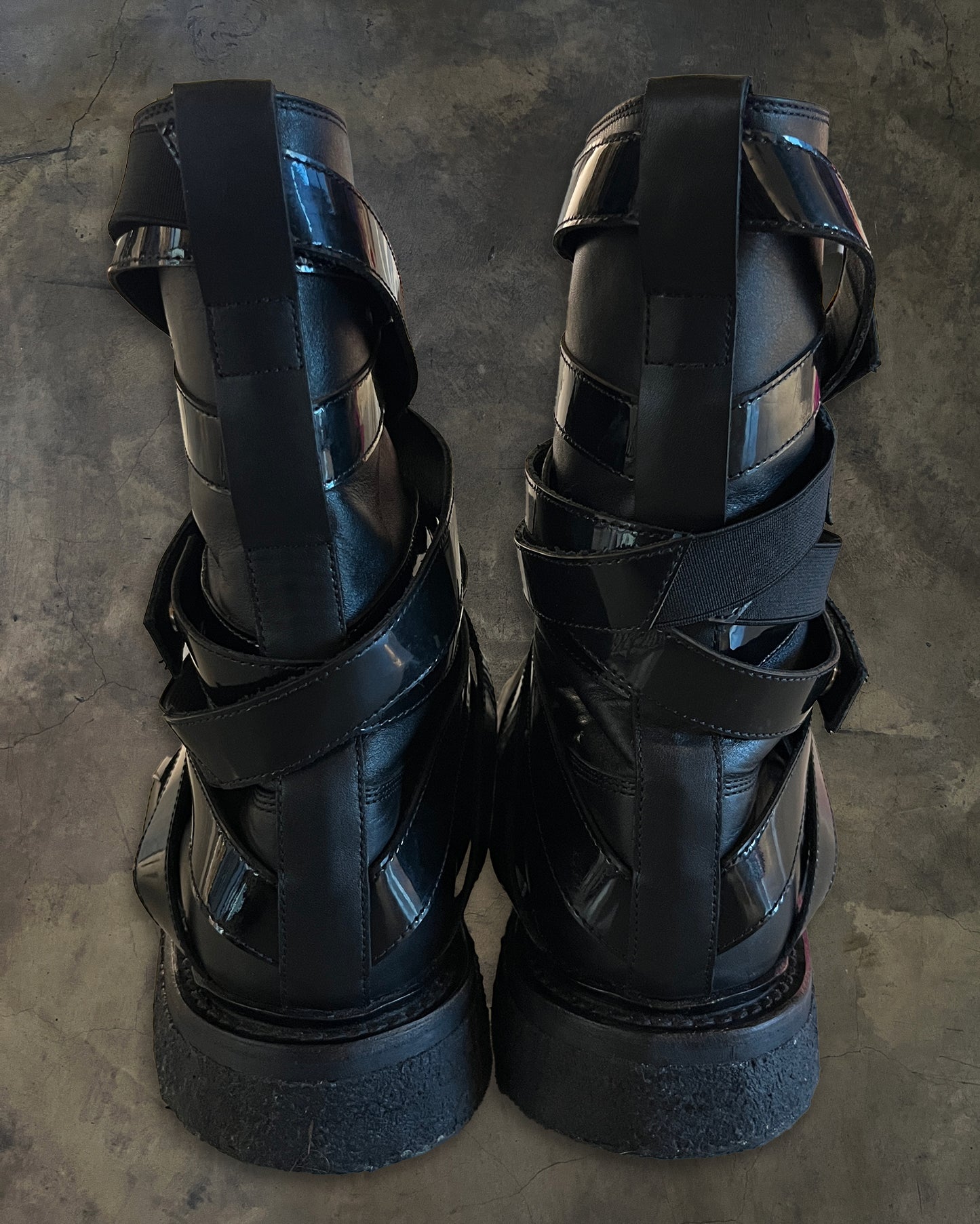 DIOR HOMME AW2008 "LUMIERE DU NORD" LEATHER STRAP MUMMY BOOTS
