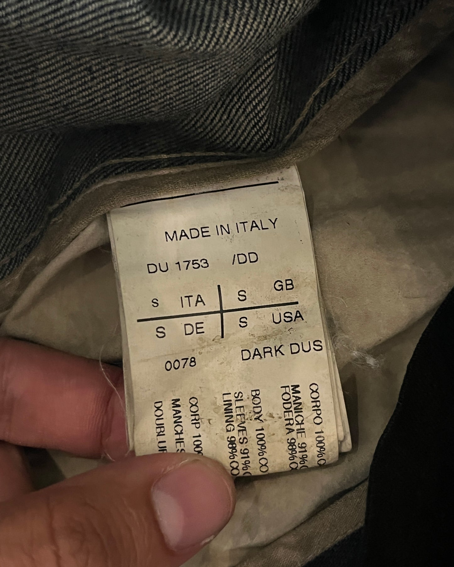 RICK OWENS SS2010 "RELEASE" DARK DUST SLAVE JACKET