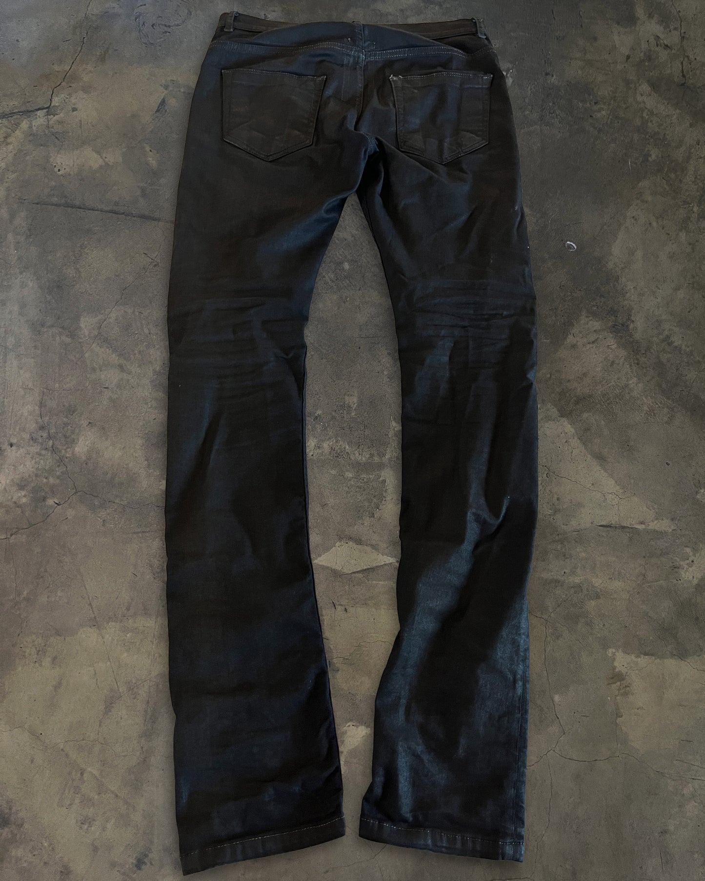 RICK OWENS SS2014 "VICIOUS" WAXED DETROIT CUT JEANS