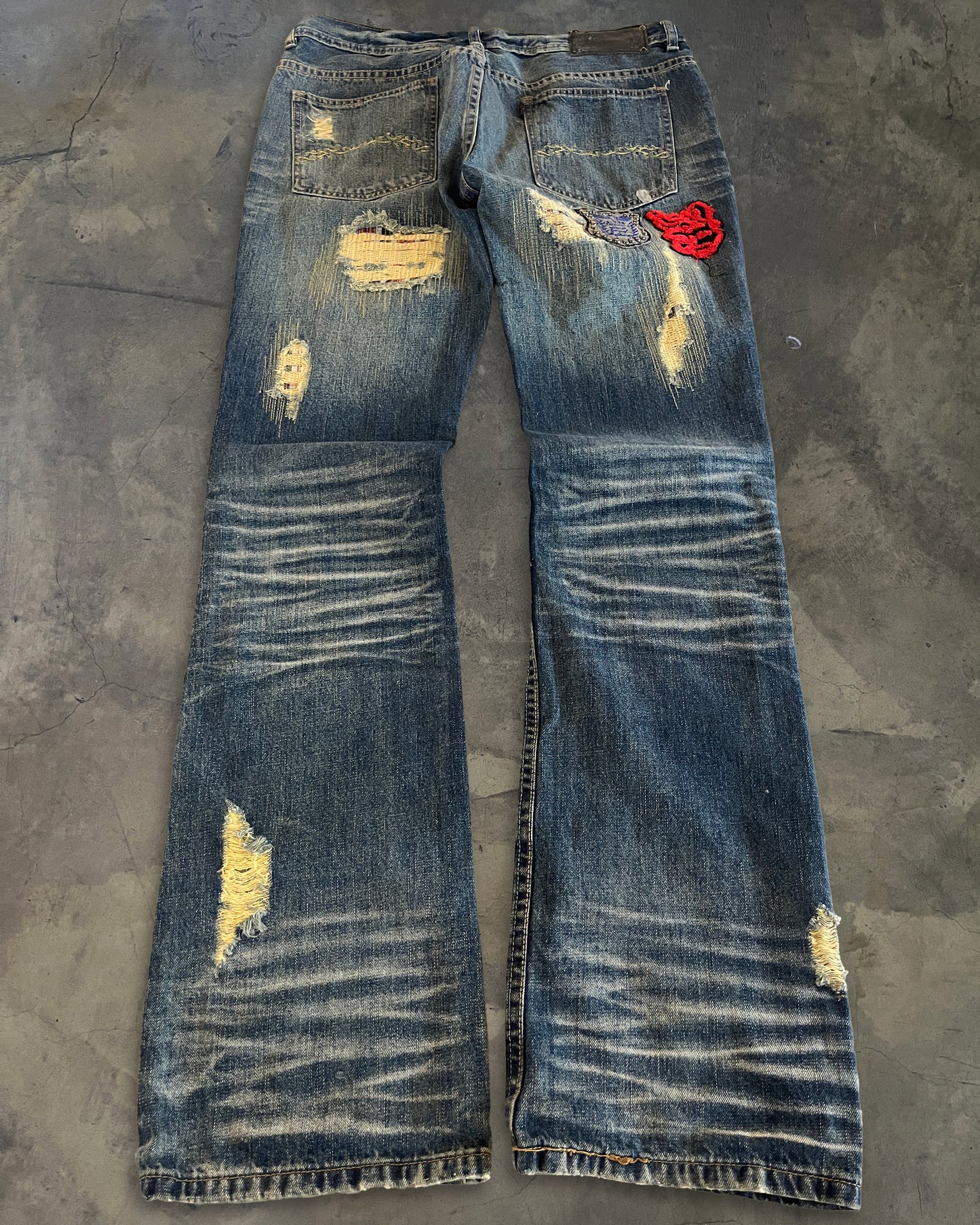 MIDAS DISTRESSED PATCHWORK DENIM