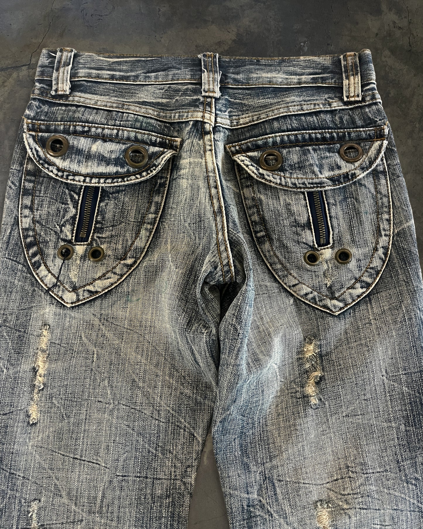 SEMANTIC DESIGN HONEYCOMB FLARED DENIM