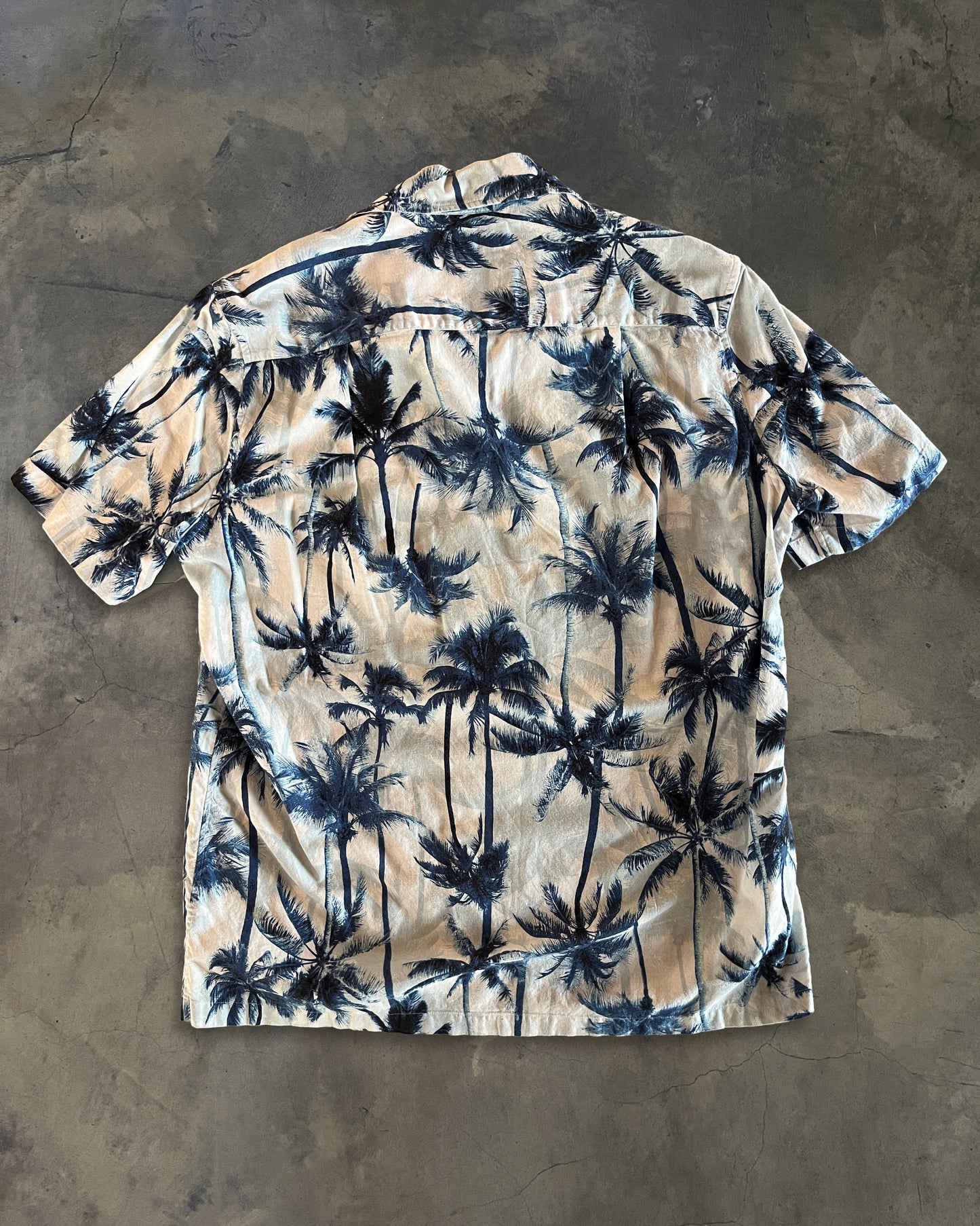 SAINT LAURENT SS2016 "SURF SOUND" SHORT SLEEVE PALM BUTTON-UP