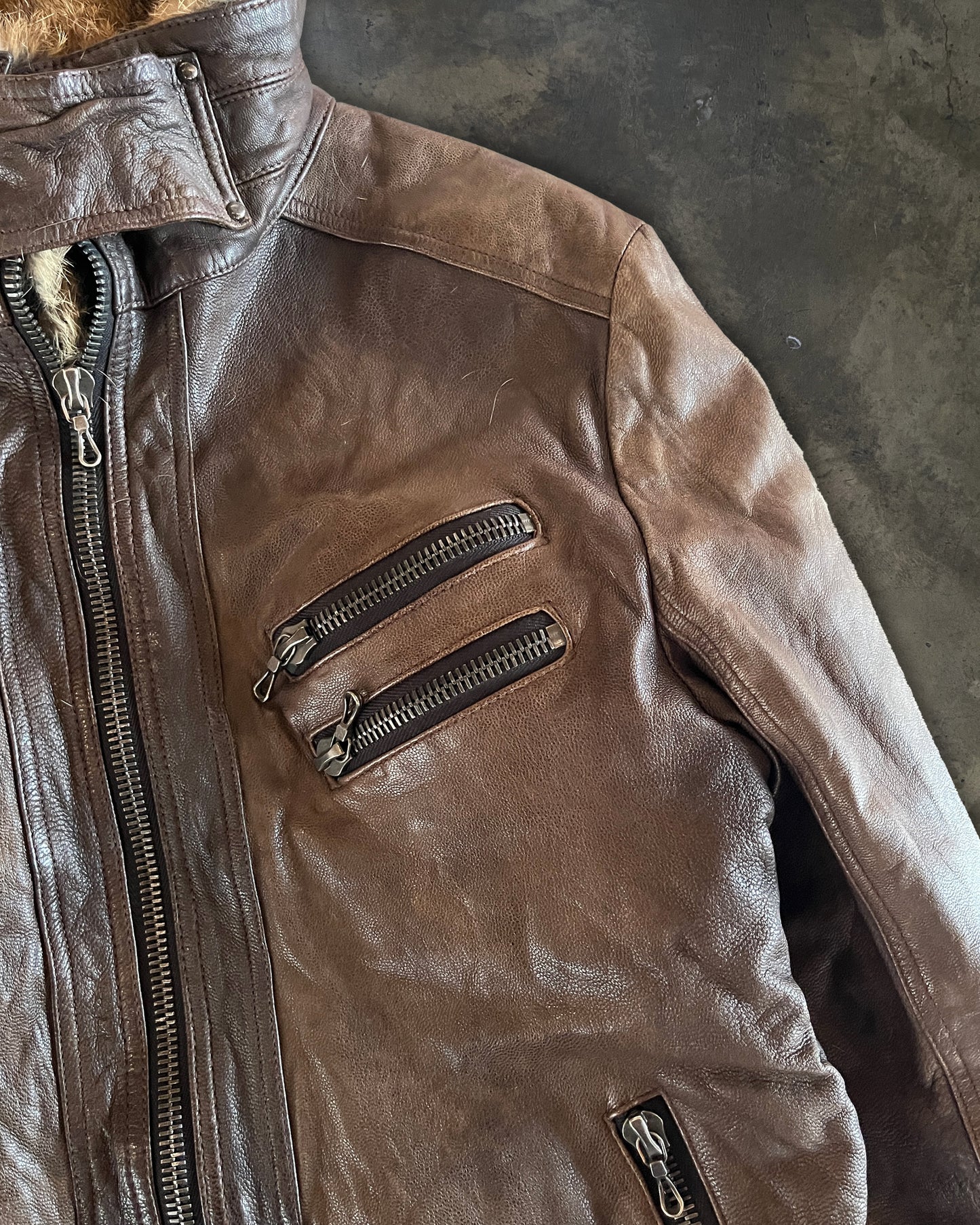 SHELLAC RABBIT FUR RIDERS JACKET