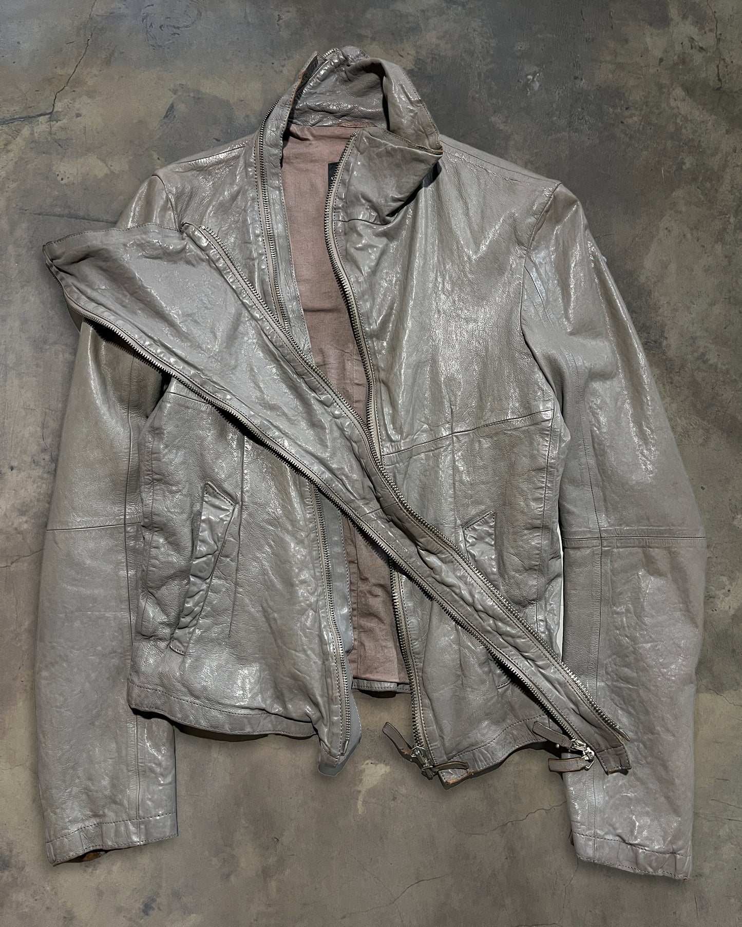 EMPORIO ARMANI SS2012 ASYMMETRICAL LAMBSKIN JACKET