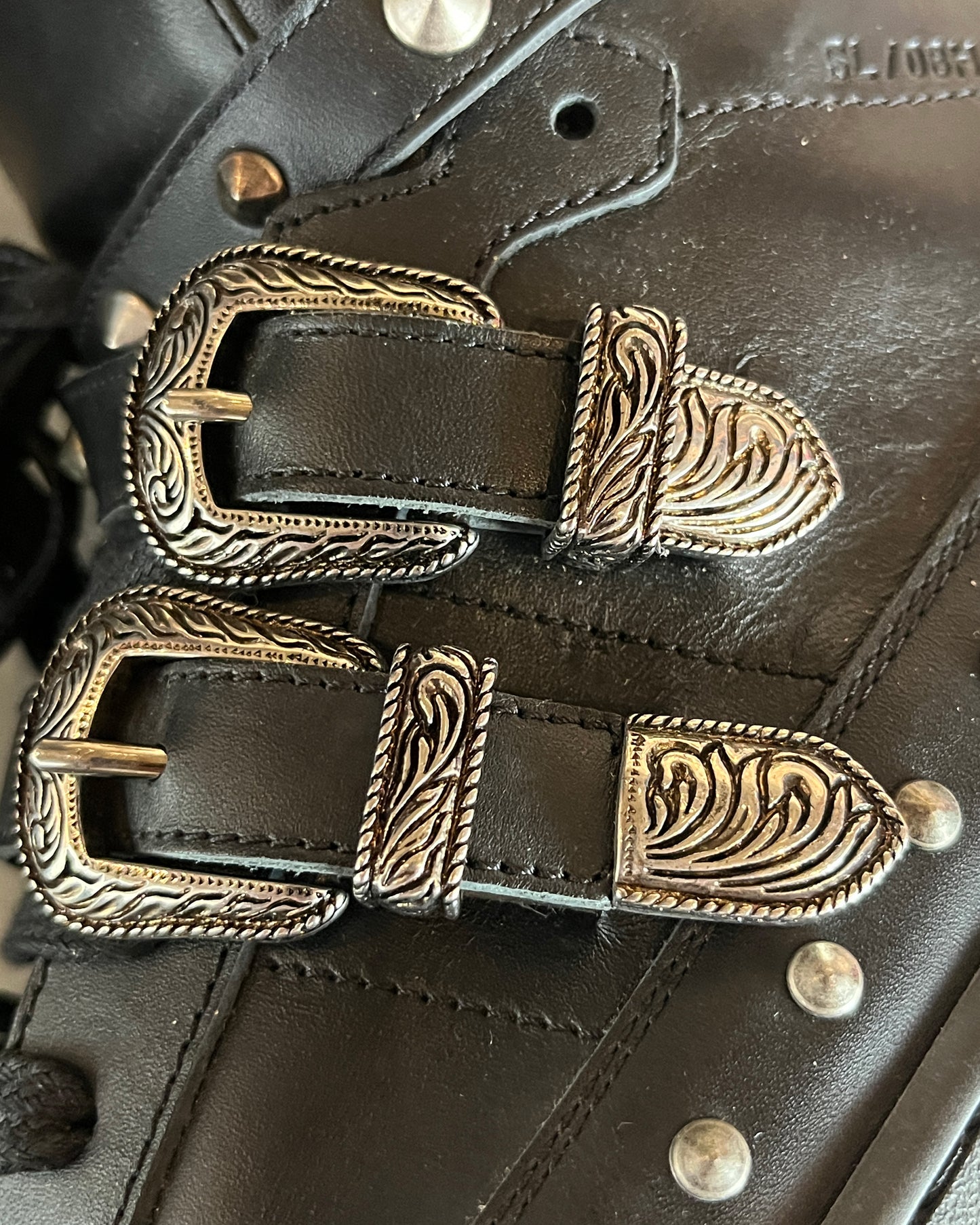 SAINT LAURENT PARIS SL/08H STUDDED BUCKLE STRAP SHOES