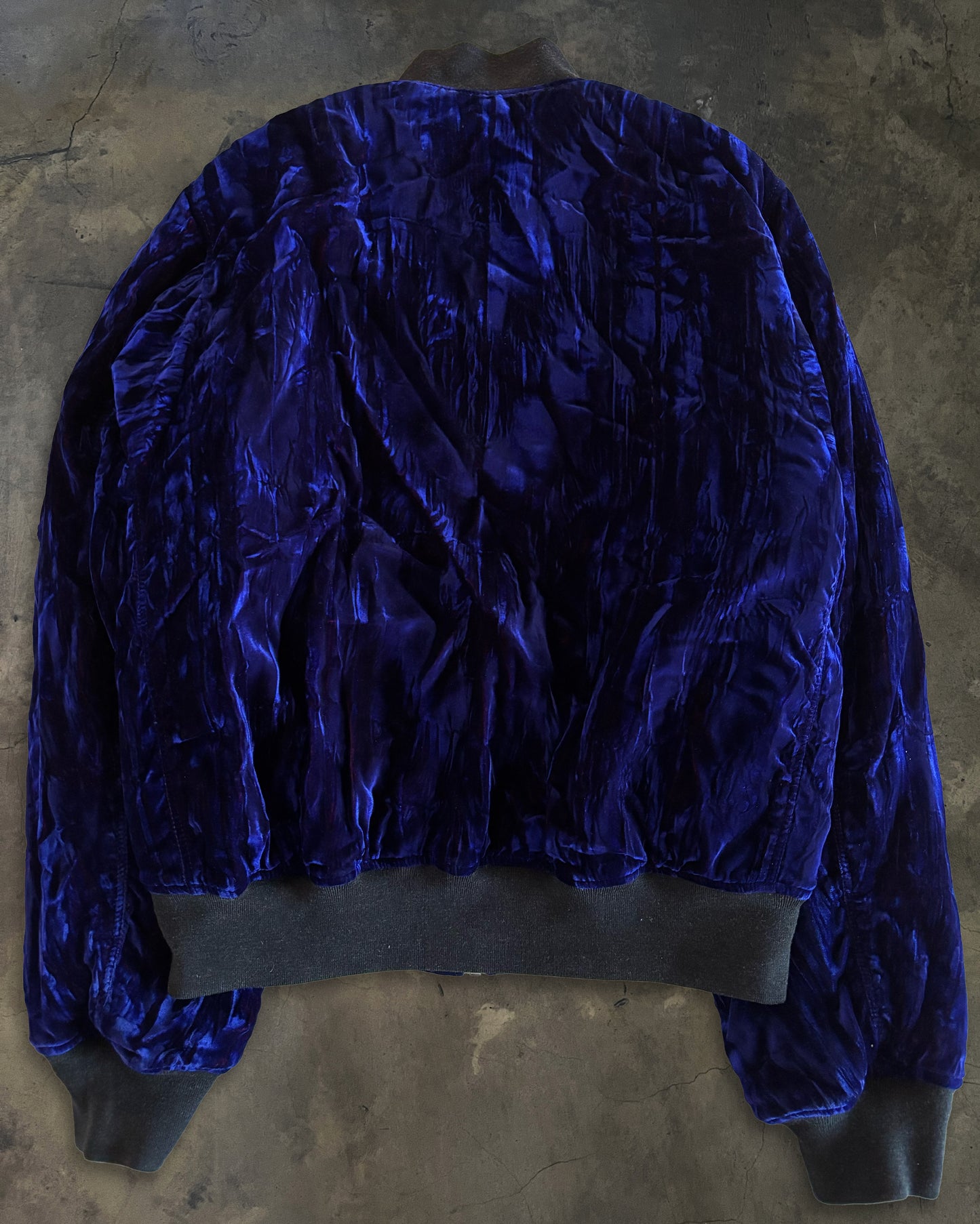HAIDER ACKERMANN AW2016 COBALT BLUE CRUSHED VELVET BOMBER