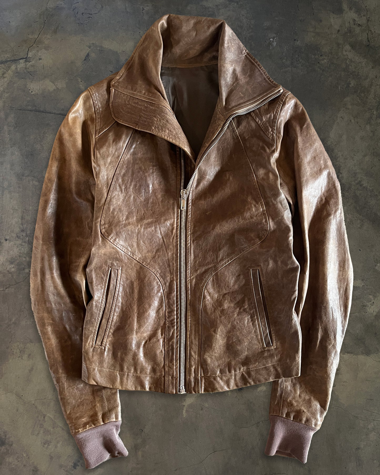 RICK OWENS FW2011 HIGH NECK LAMB LEATHER INTARSIA