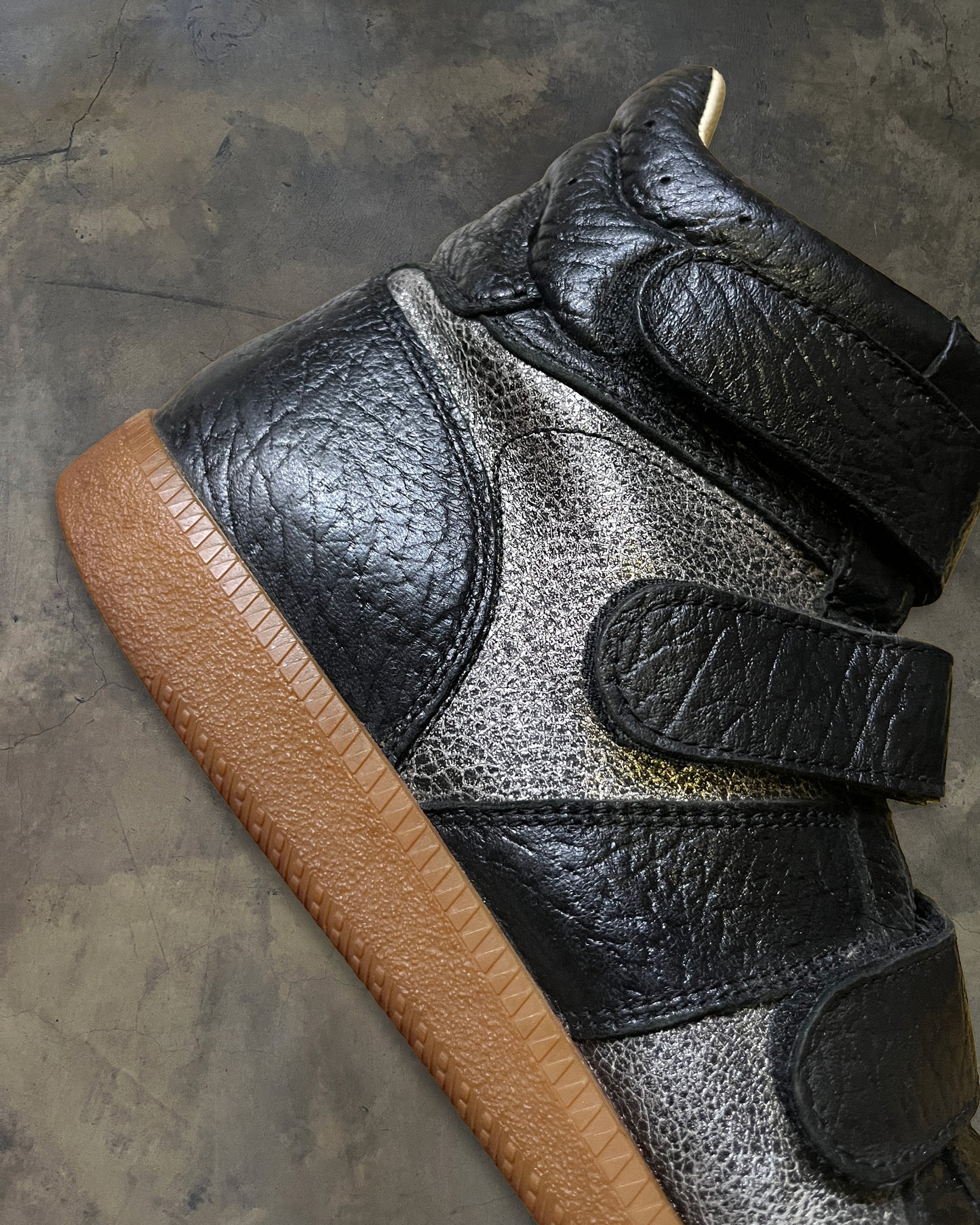 MAISON MARGIELA FW2014 "METALLIC CRACKLE" VELCRO GAT