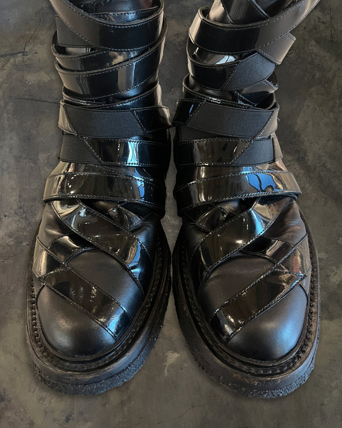 DIOR HOMME AW2008 "LUMIERE DU NORD" LEATHER STRAP MUMMY BOOTS